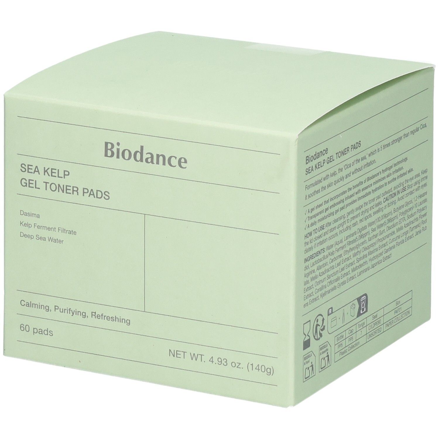 Emballage de Biodance Sea Kelp Gel Toner Pads, 60 tampons.