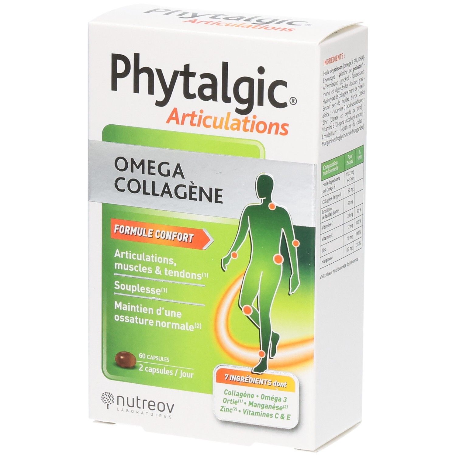Boîte de gélules Phytalgic Omega Collag pour articulations, muscles et tendons.