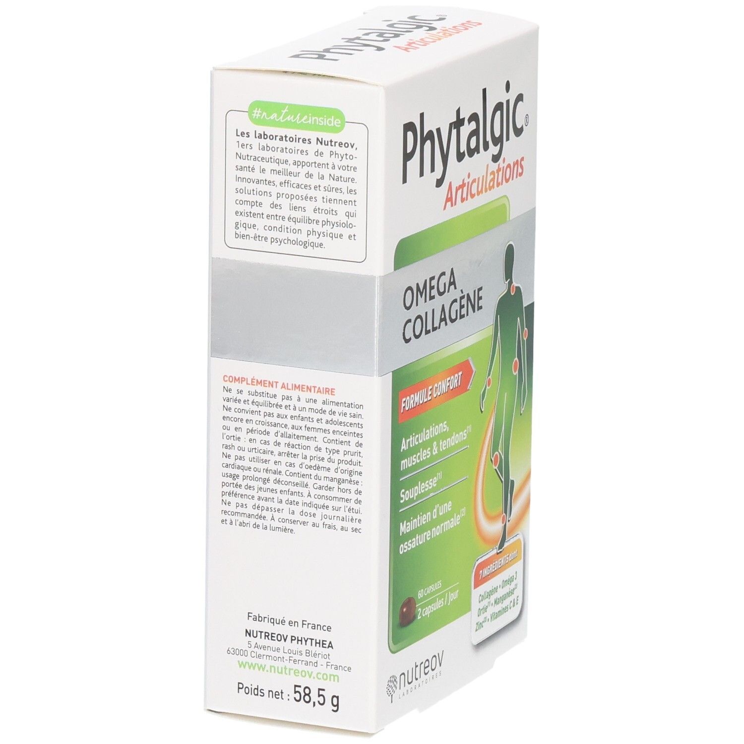 Arrière de la boîte Phytalgic Omega Collag avec informations produit.