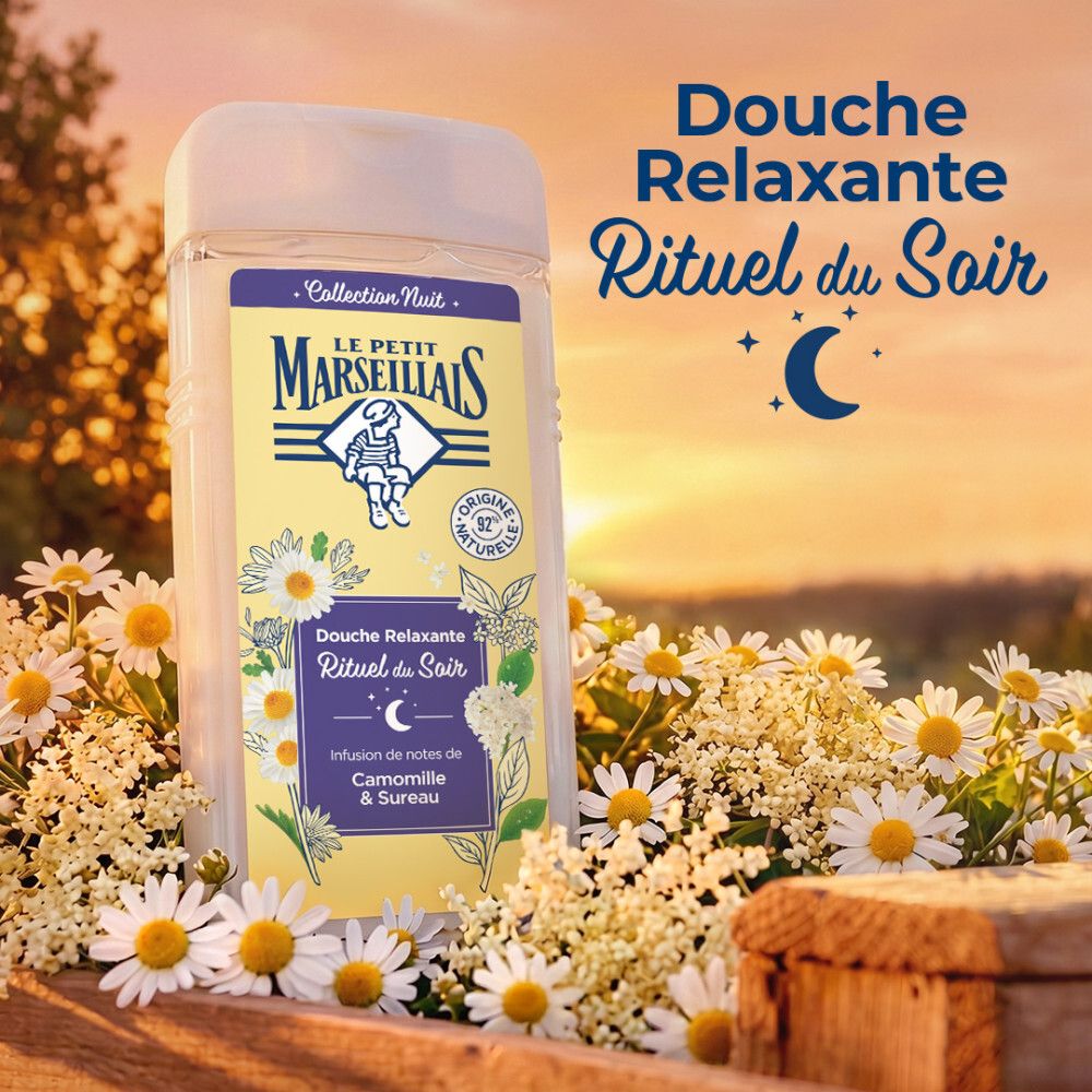 Crème de douche Camomille & Sureau dans un cadre naturel.