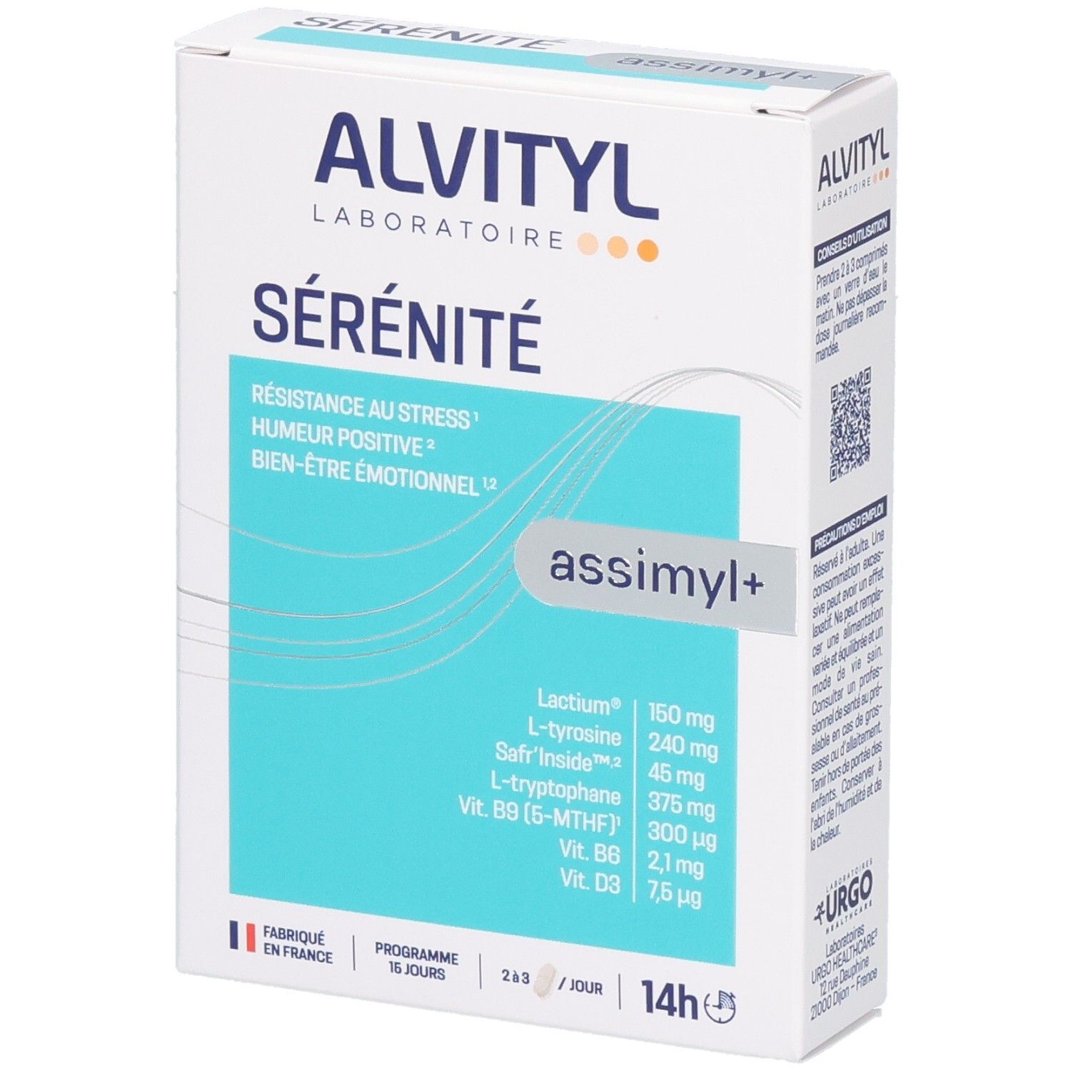 Boîte ALVITYL assimyl+ Sérénité avec informations produit et ingrédients.