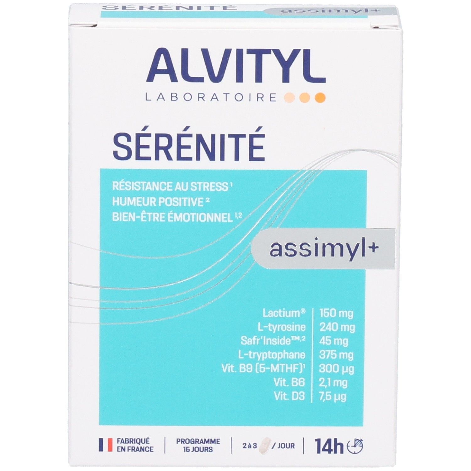 Boîte ALVITYL assimyl+ Sérénité avec informations produit et ingrédients.