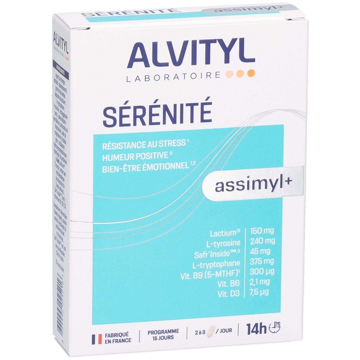 Boîte ALVITYL assimyl+ Sérénité avec informations produit et ingrédients.