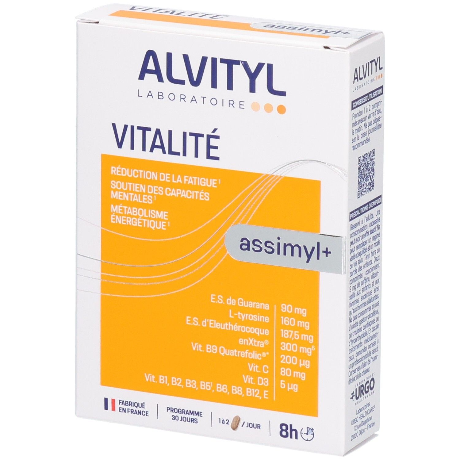 Boîte de ALVITYL Vitalité, complément alimentaire pour réduire la fatigue.