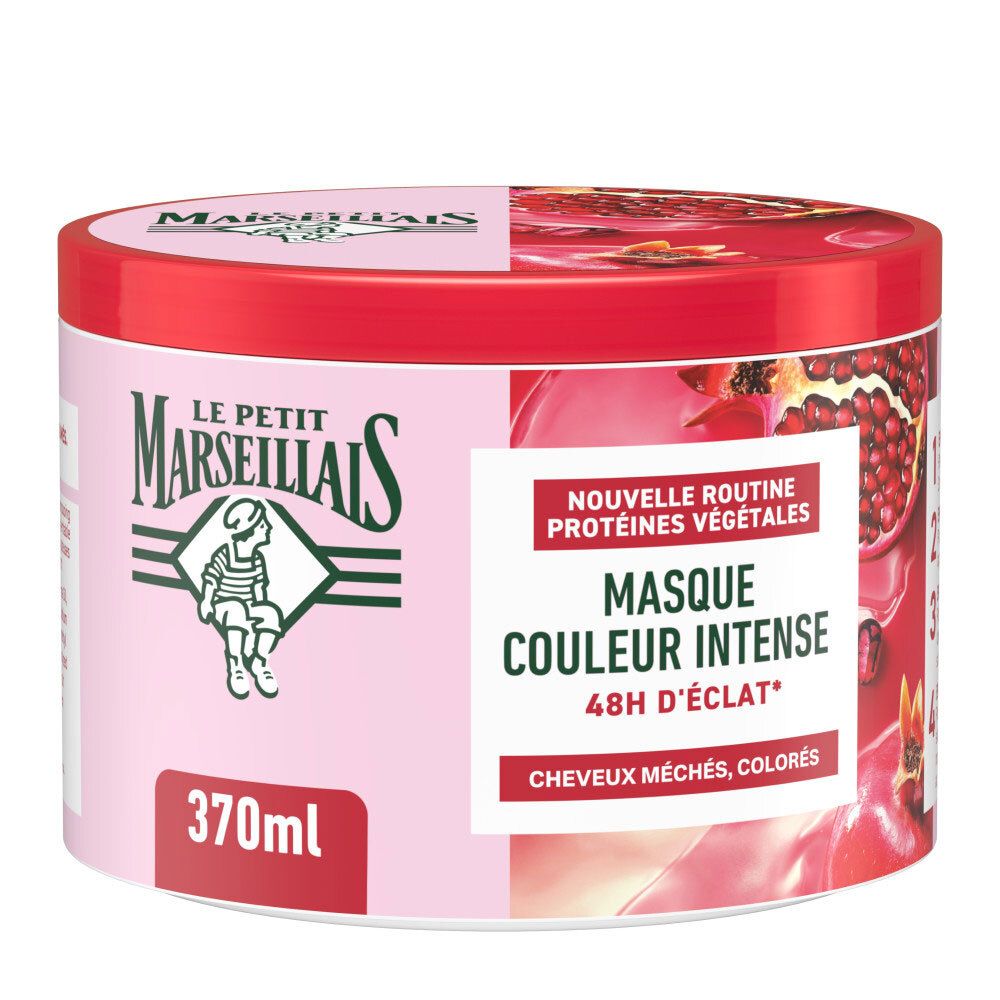 Masque Le Petit Marseillais Couleur Intense, 370ml, à la pulpe de grenade.