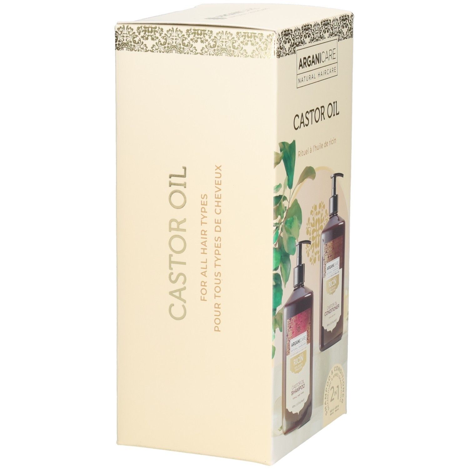 Arganicare Huile de Ricin pour tous types de cheveux, lot de 2.