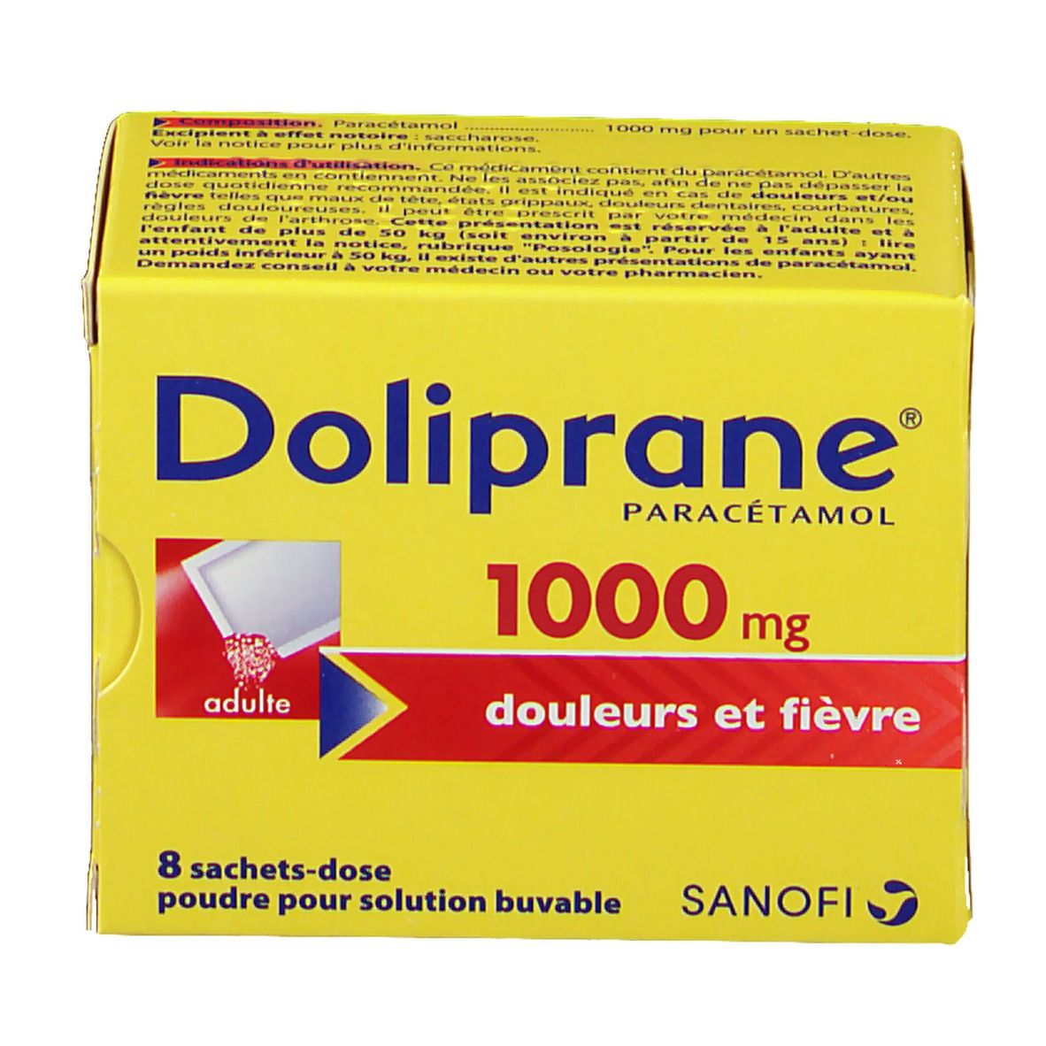 DOLIPRANE 1000mg - 8 sachets-dose 5.0 g - Grande Pharmacie de la Croix Rouge
