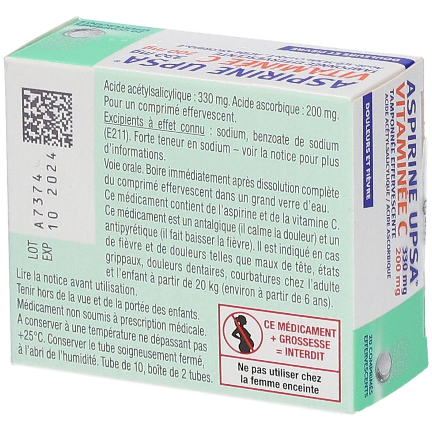 Aspirine UPSA Vitaminée C - Comprimés effervescents