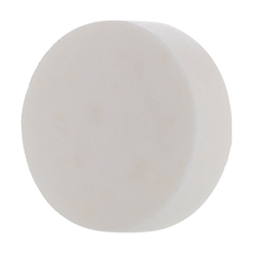 Comprimé blanc, rond. Comprimé unique avec bords arrondis.