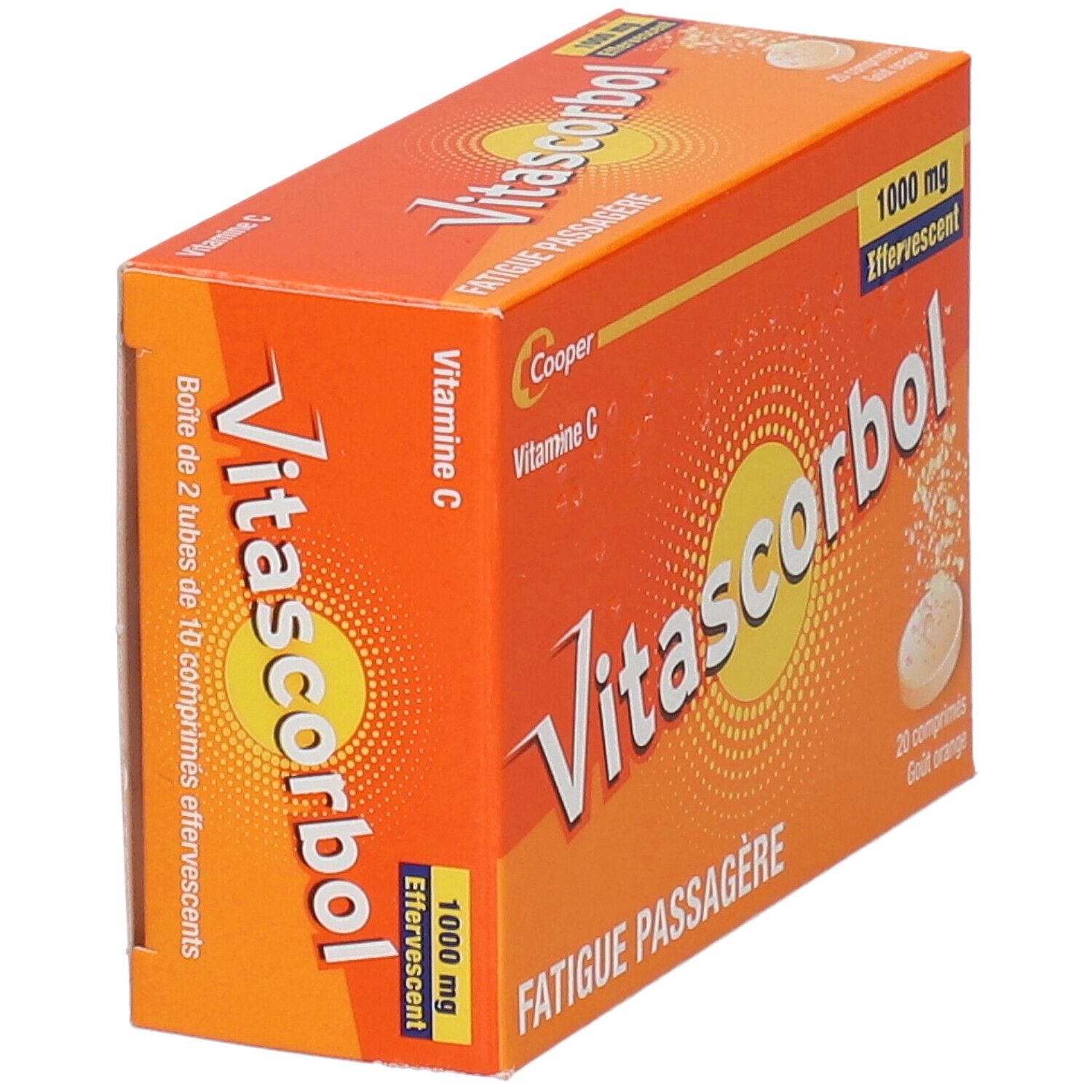 VITASCORBOL - Complément alimentaire à base de vitamine C 1000 mg - 20 comprimés effervescents