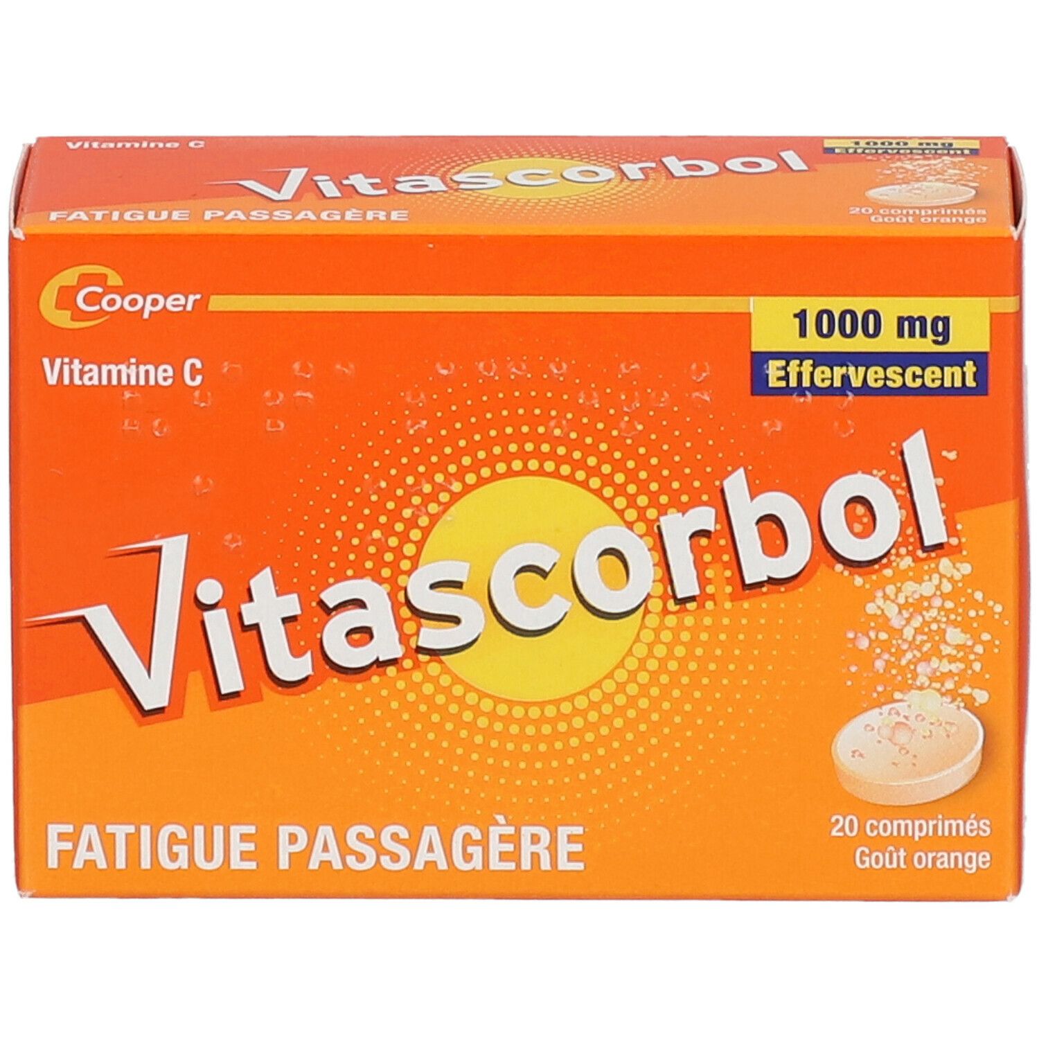 VITASCORBOL - Complément alimentaire à base de vitamine C 1000 mg - 20 comprimés effervescents