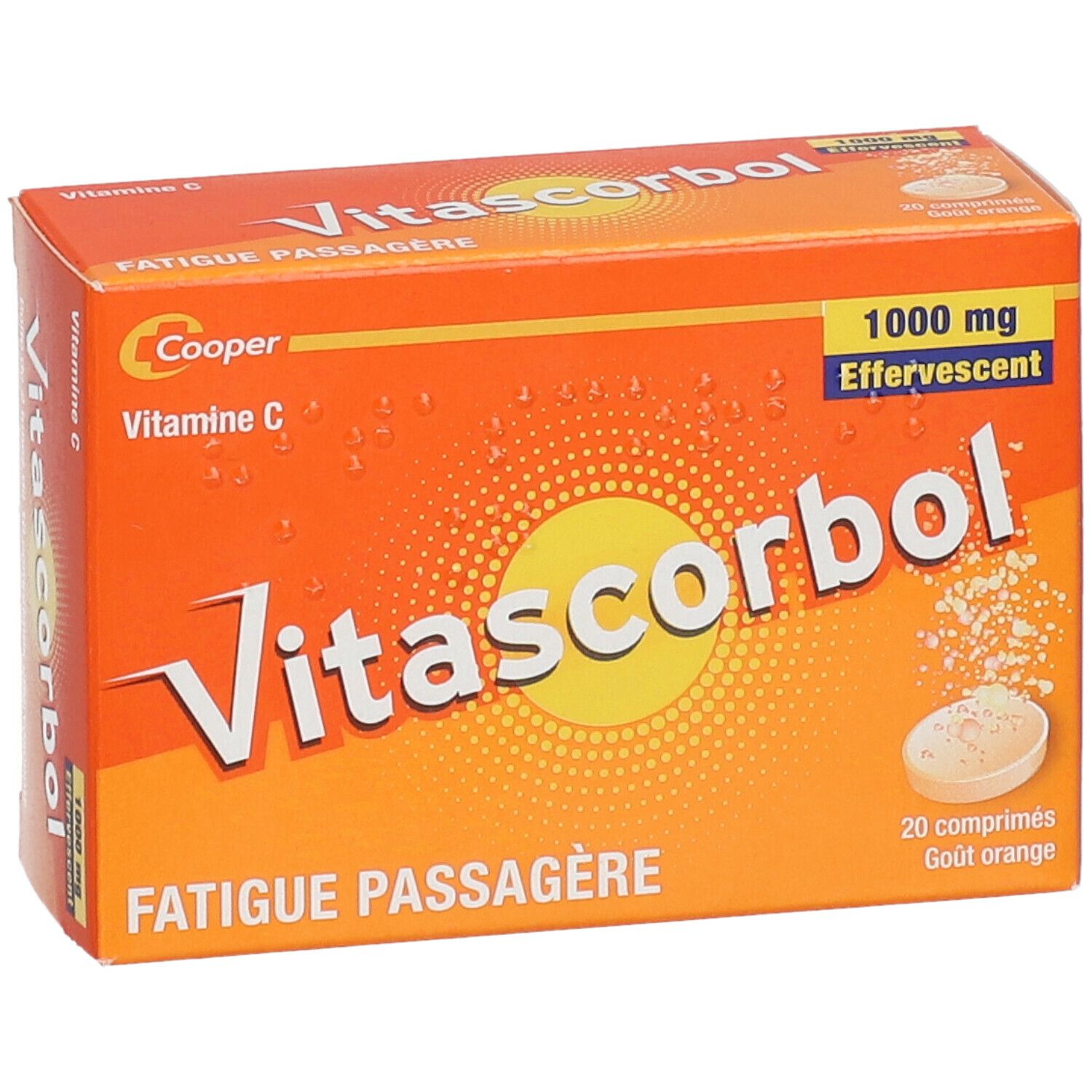 VITASCORBOL - Complément alimentaire à base de vitamine C 1000 mg - 20 comprimés effervescents