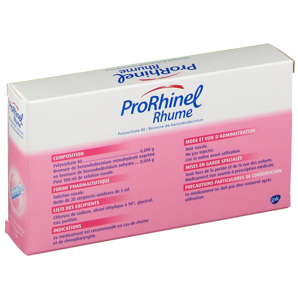 PRORHINEL Rhume solution nasale 20 récipients 5 ml (3400934967634) - P
