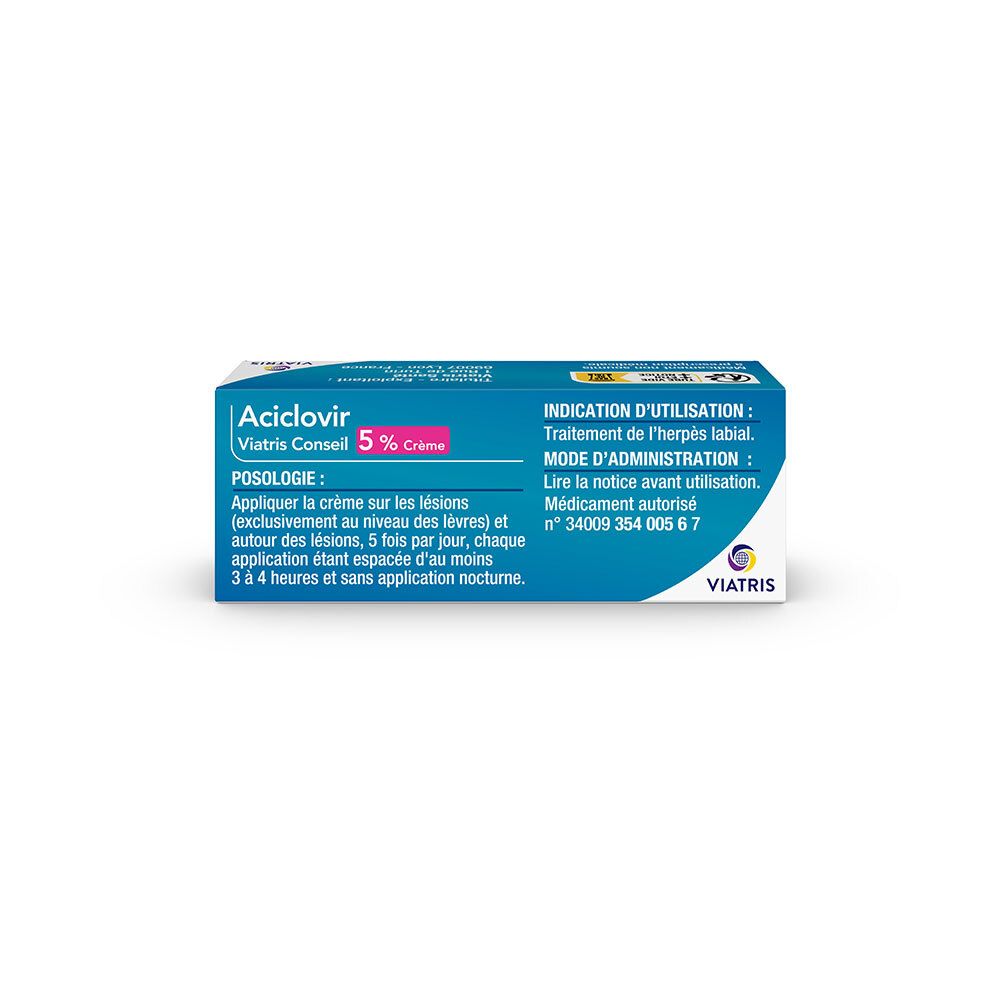 Dos de la boîte avec informations produit. Contient instructions d'utilisation et posologie.