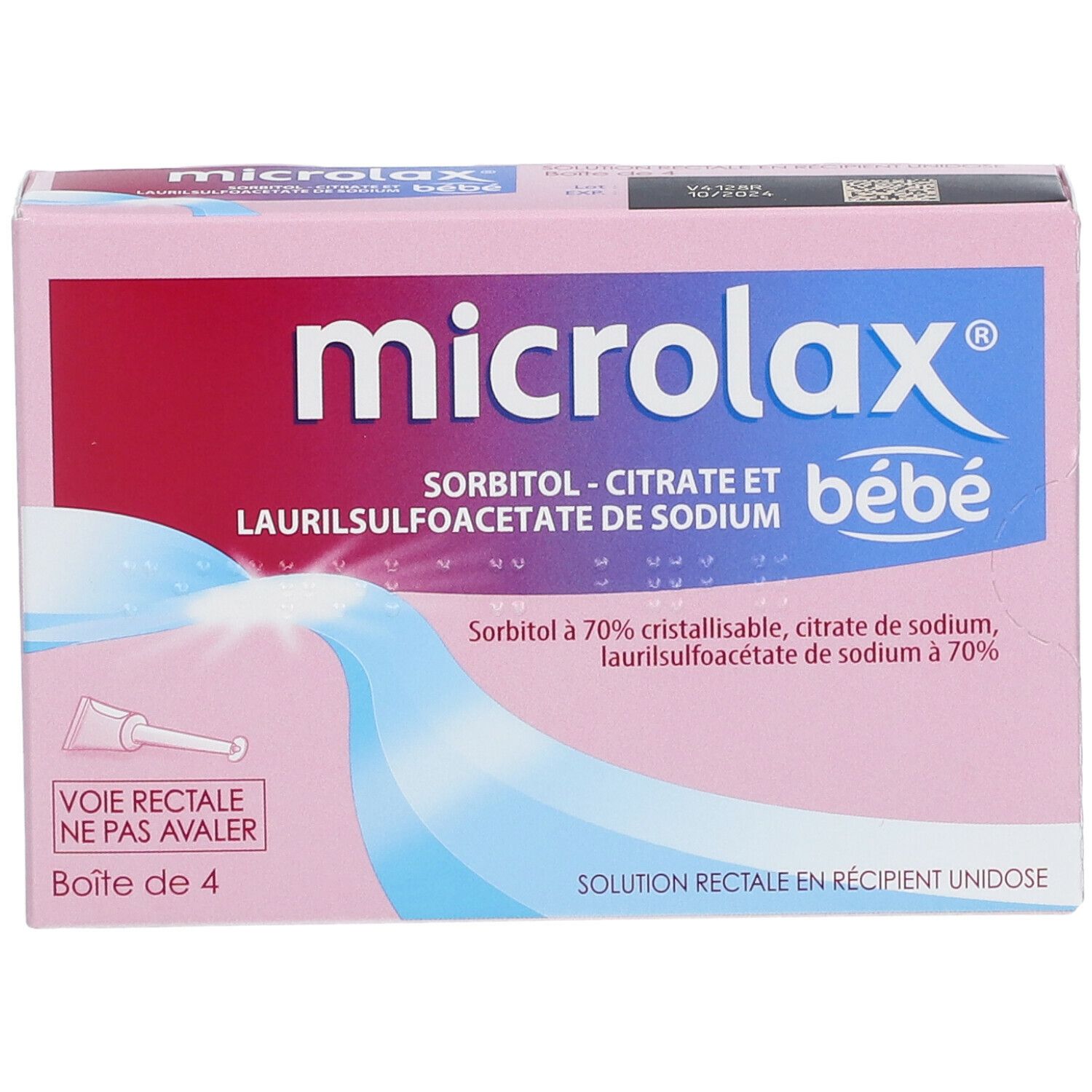 Microlax Sorbitol Citrate et Laurilsufoacétate de sodium - 4 tubes -  Pharmacie en ligne