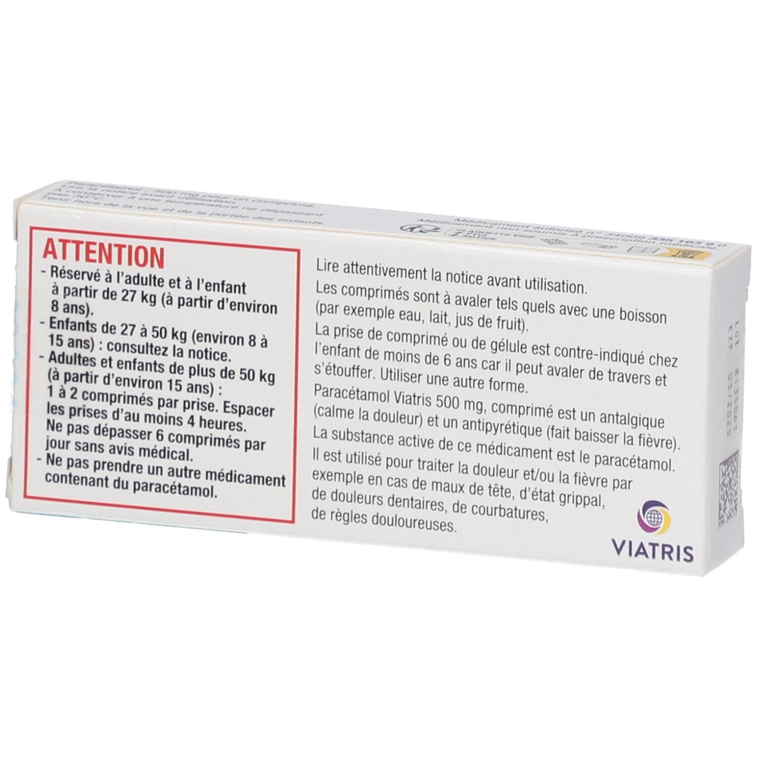 Paracétamol Mylan 500 mg