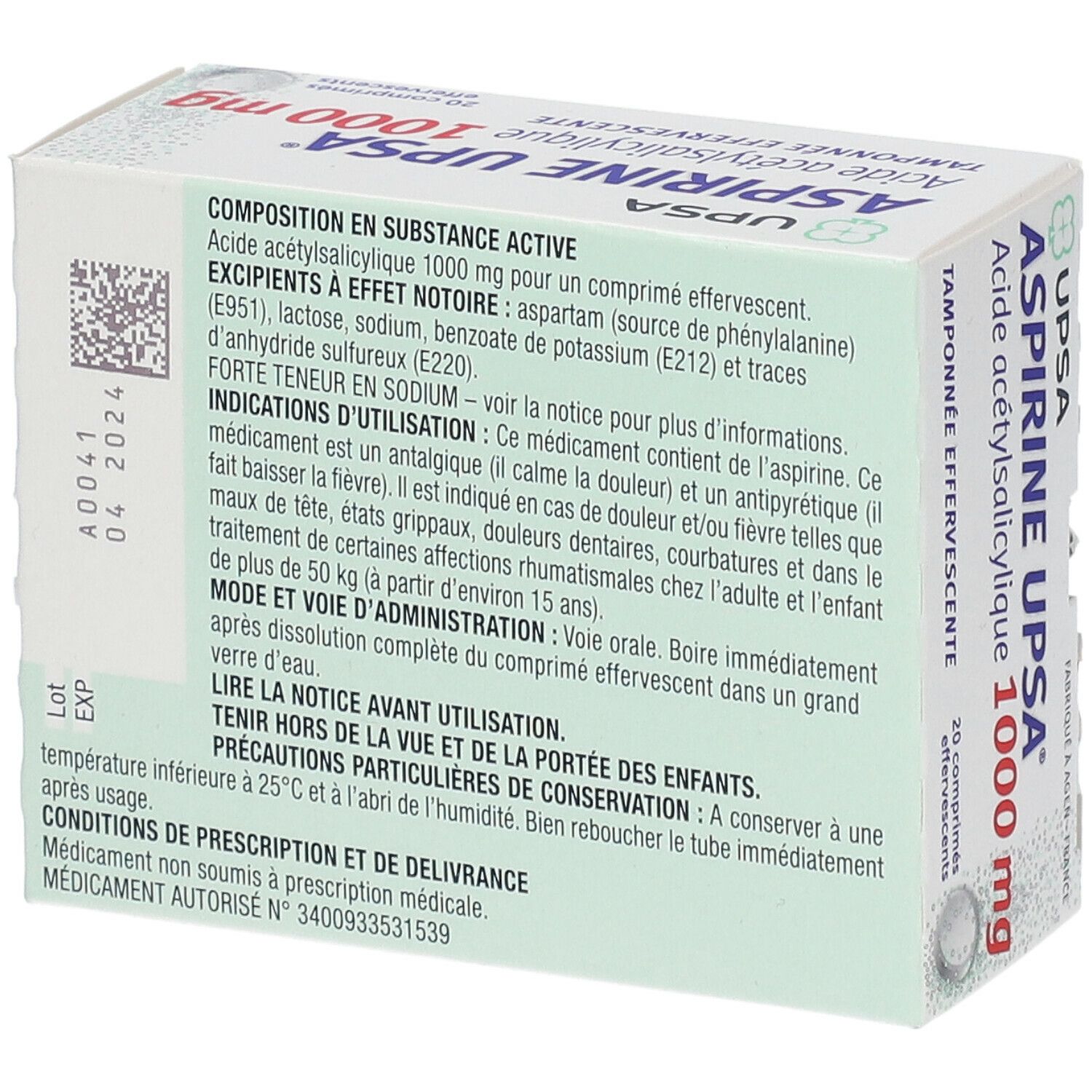 Aspirine  Upsa® 1000 mg