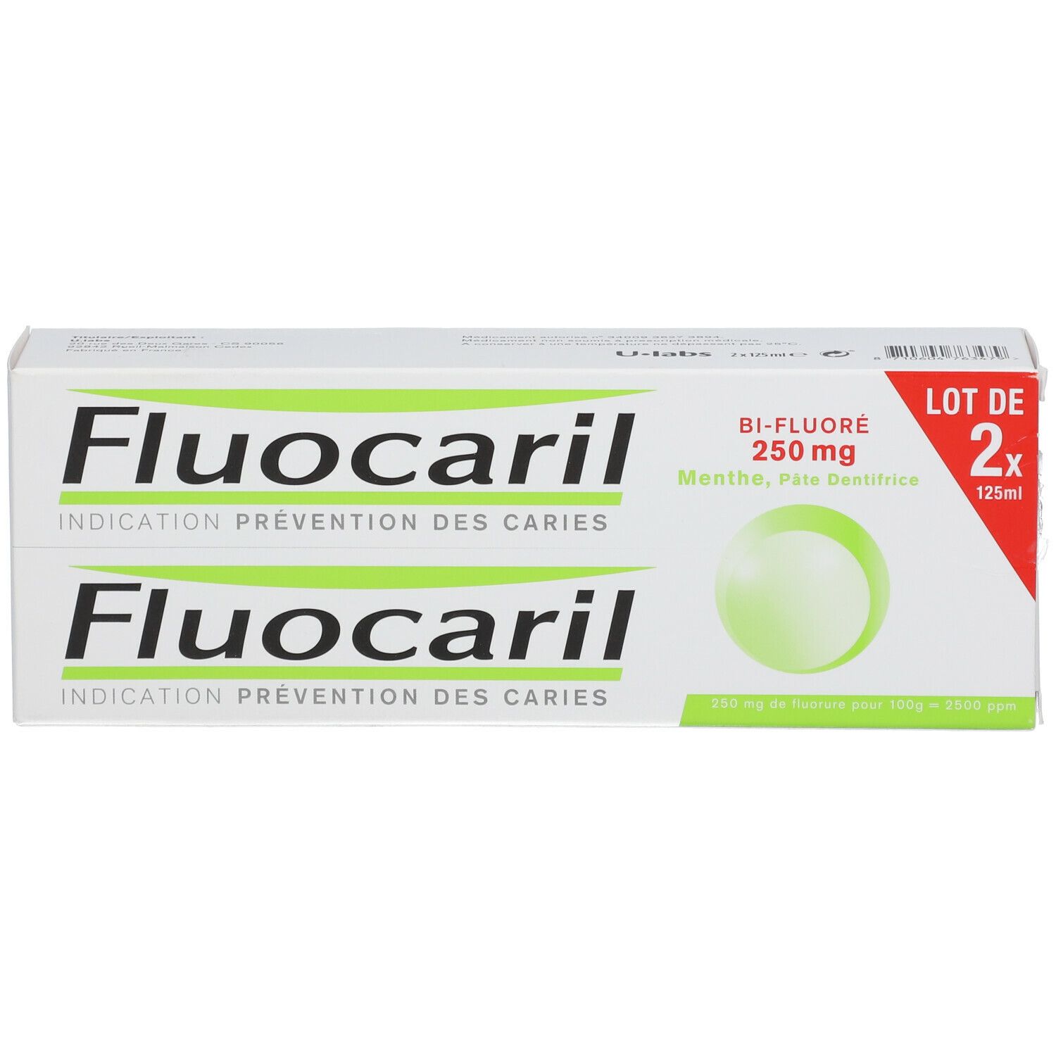 Fluocaril Bi-Fluoré 250 mg Pâte Dentifrice Menthe