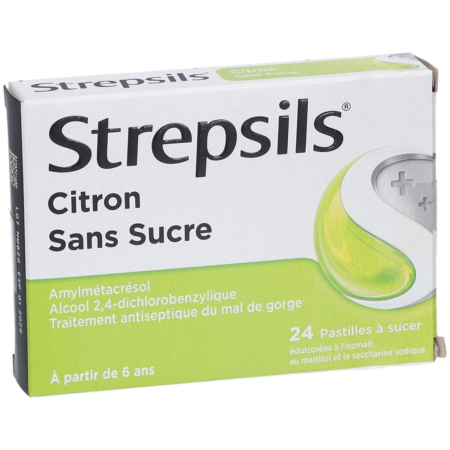Strepsils Citron Sans Sucre - Traitement Antiseptique du Mal de Gorge - À partir de 6 ans