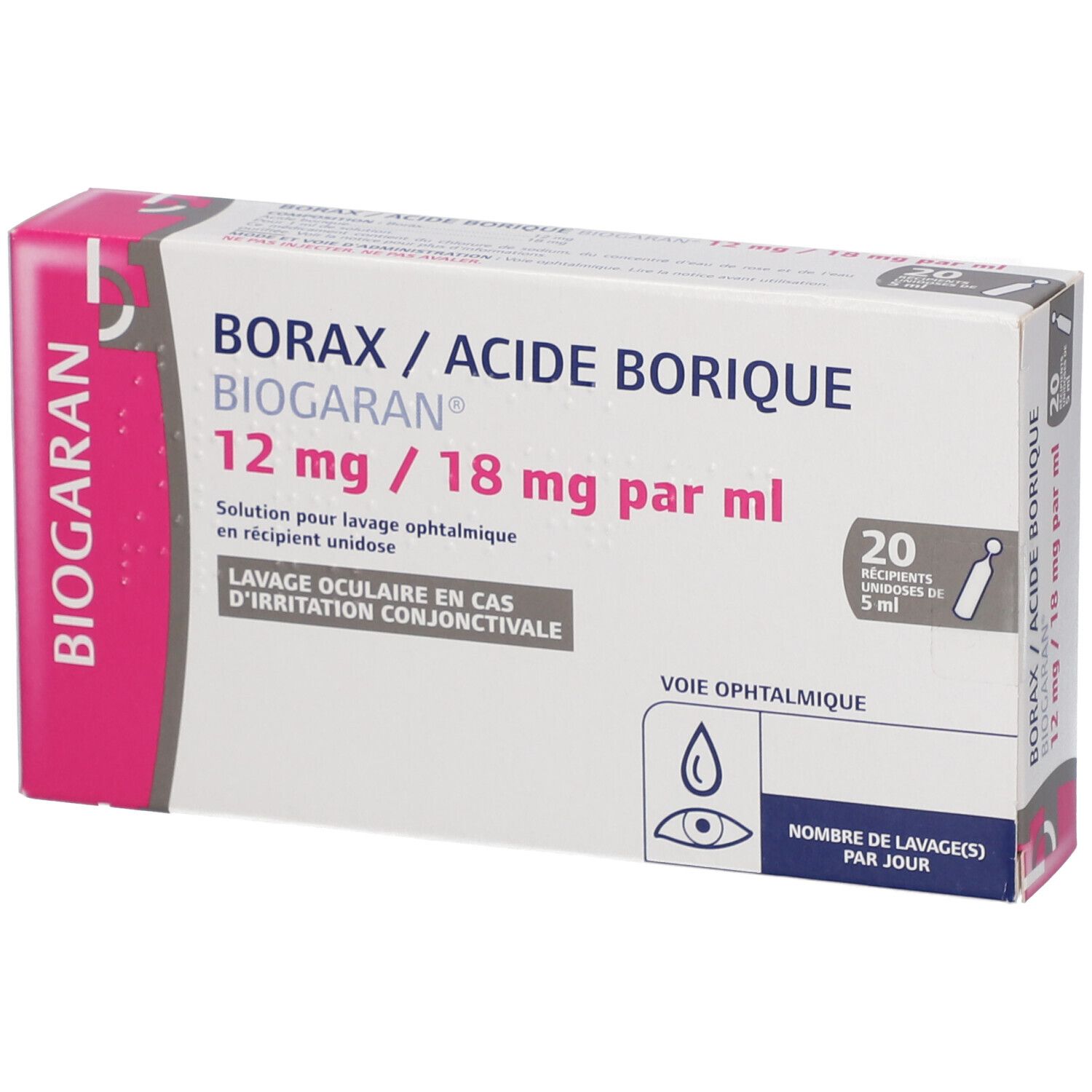 Mylan Sas France Borax 12mg/Acide Borique 18mg Lavage Ophtalmique Œil  Irritée Unidoses 10x5ml