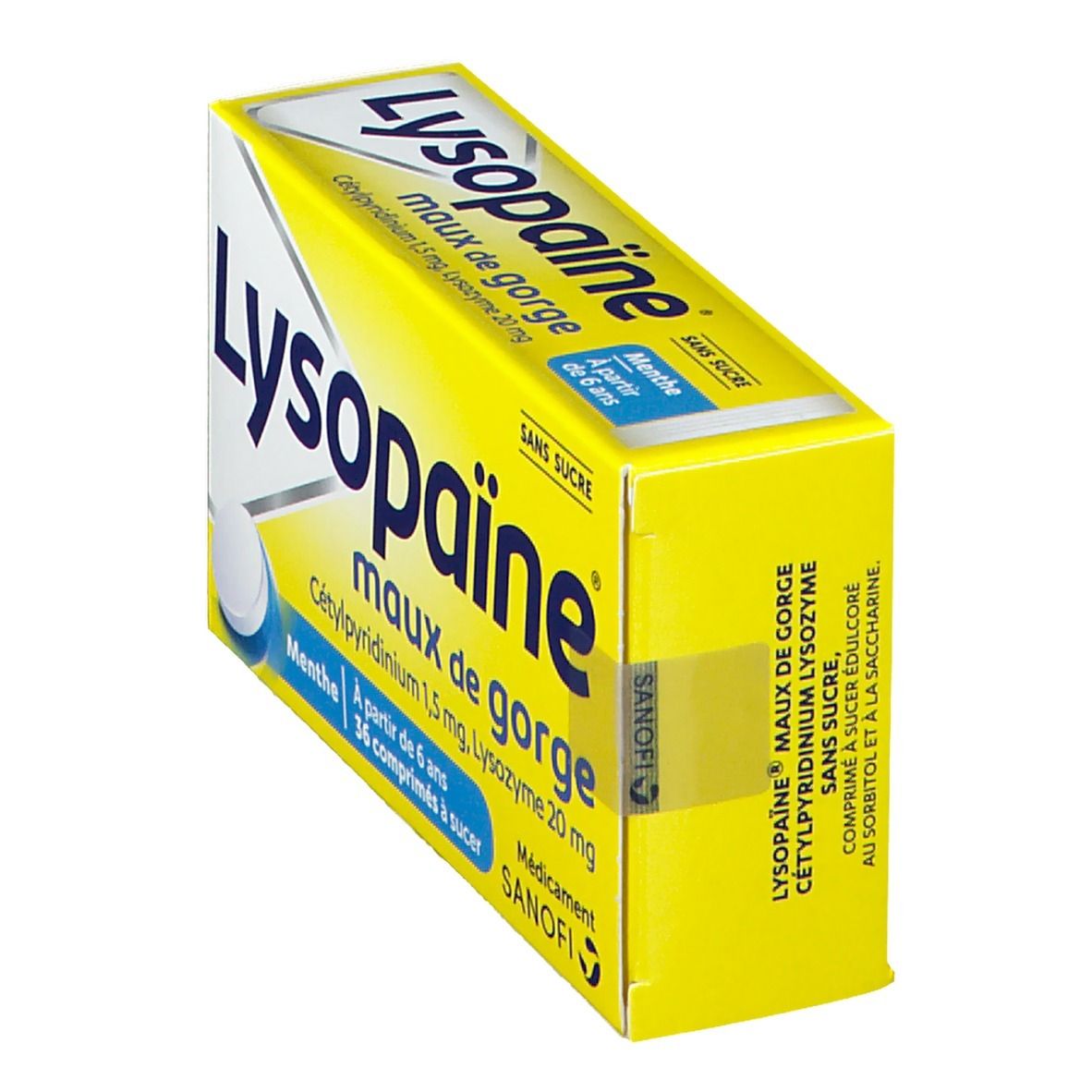 Lysopaine pastille Menthe sans sucre - Médicament Mal de gorge