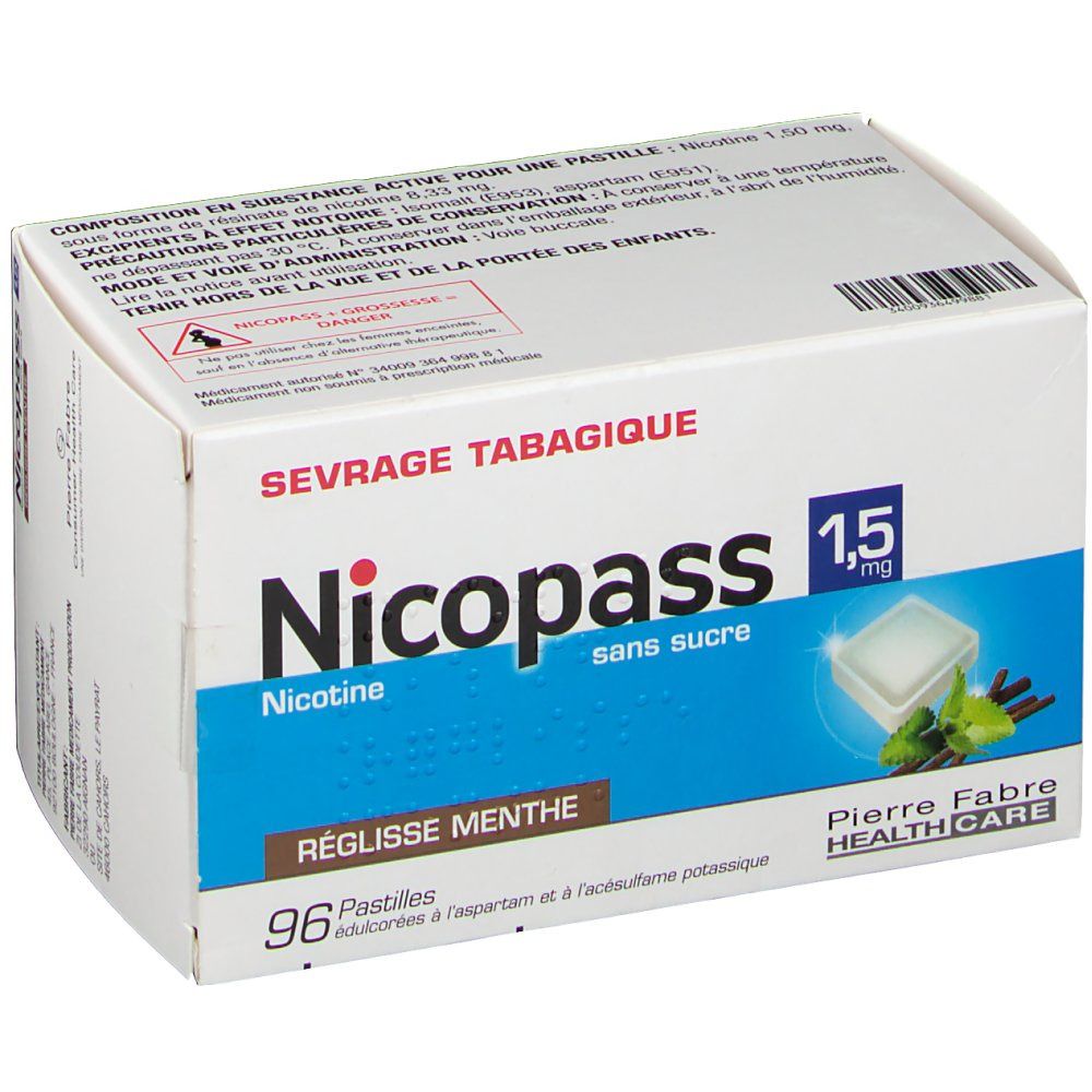 Nicopass® Réglisse Menthe s/s 1,5 mg
