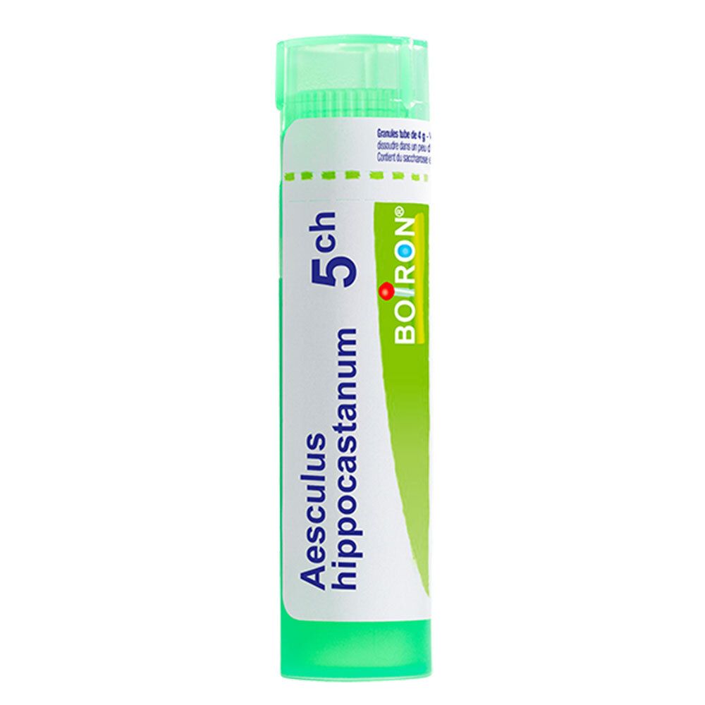 Boiron Aesculus hippocastanum 5 ch granules en tube vert.