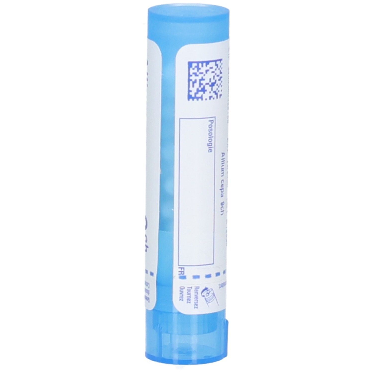 Tube Boiron Allium Cepa 9 ch avec code QR et texte.