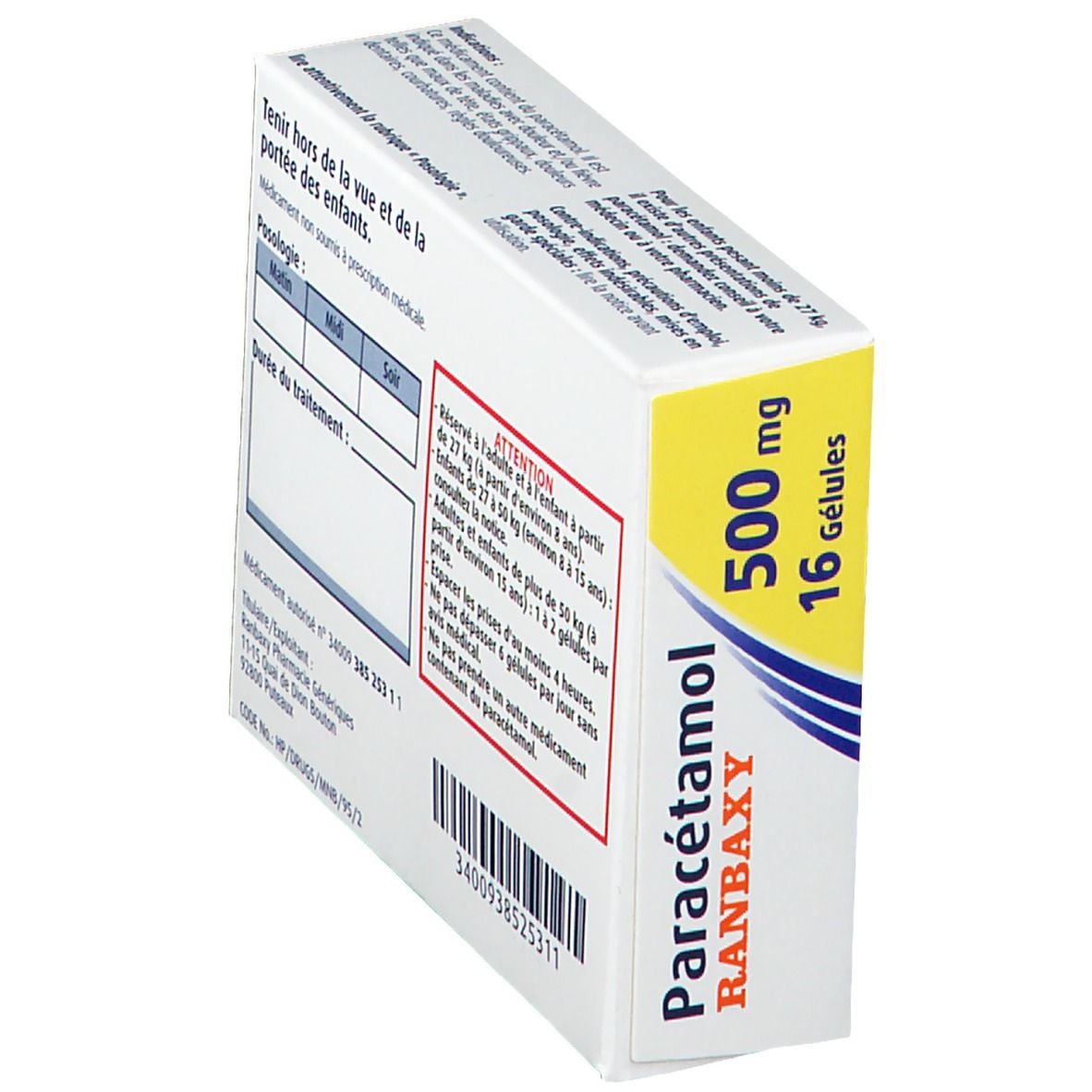 Paracétamol Ranbaxy 500 mg