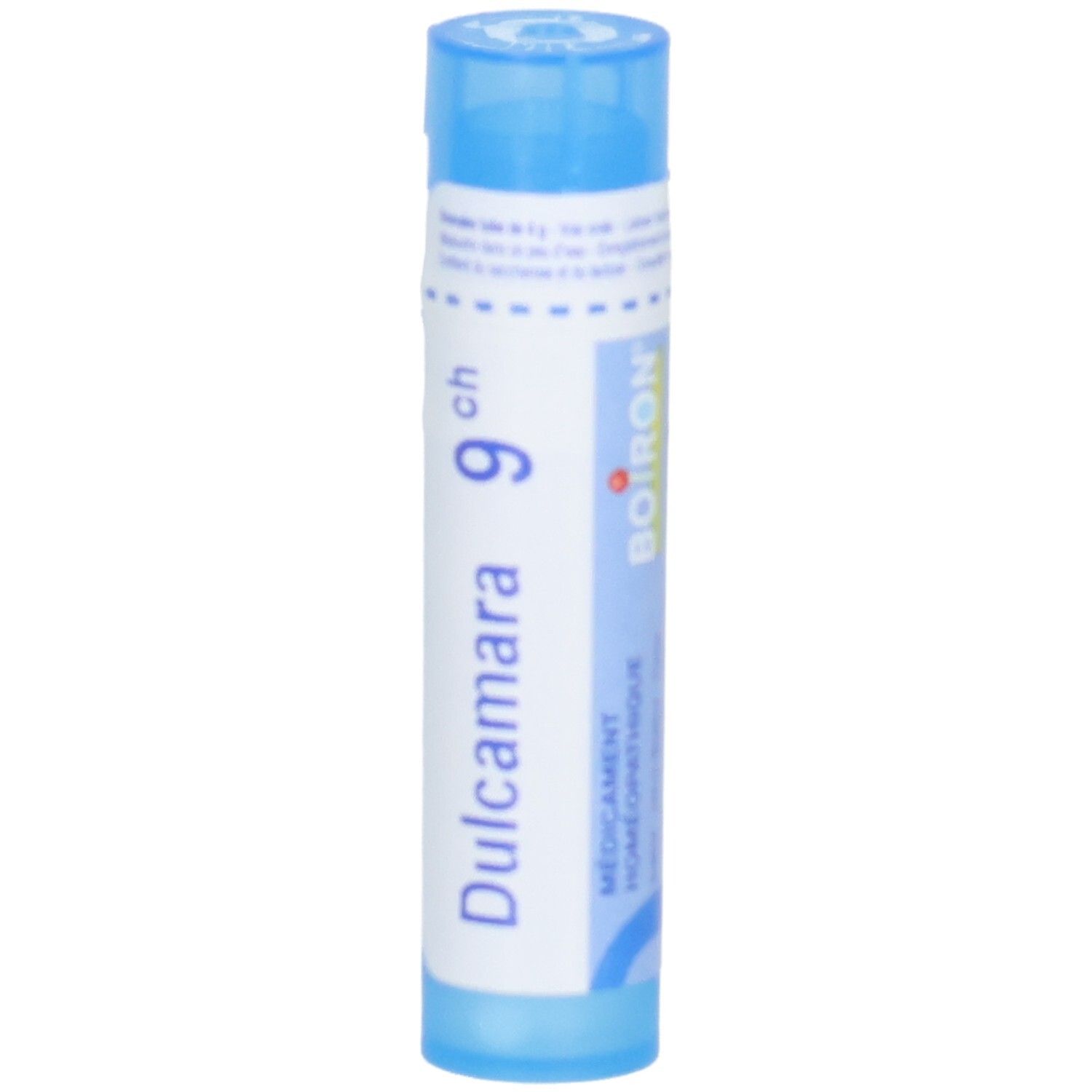 Boiron Dulcamara 9 ch granules en tube bleu, avec logo Boiron.