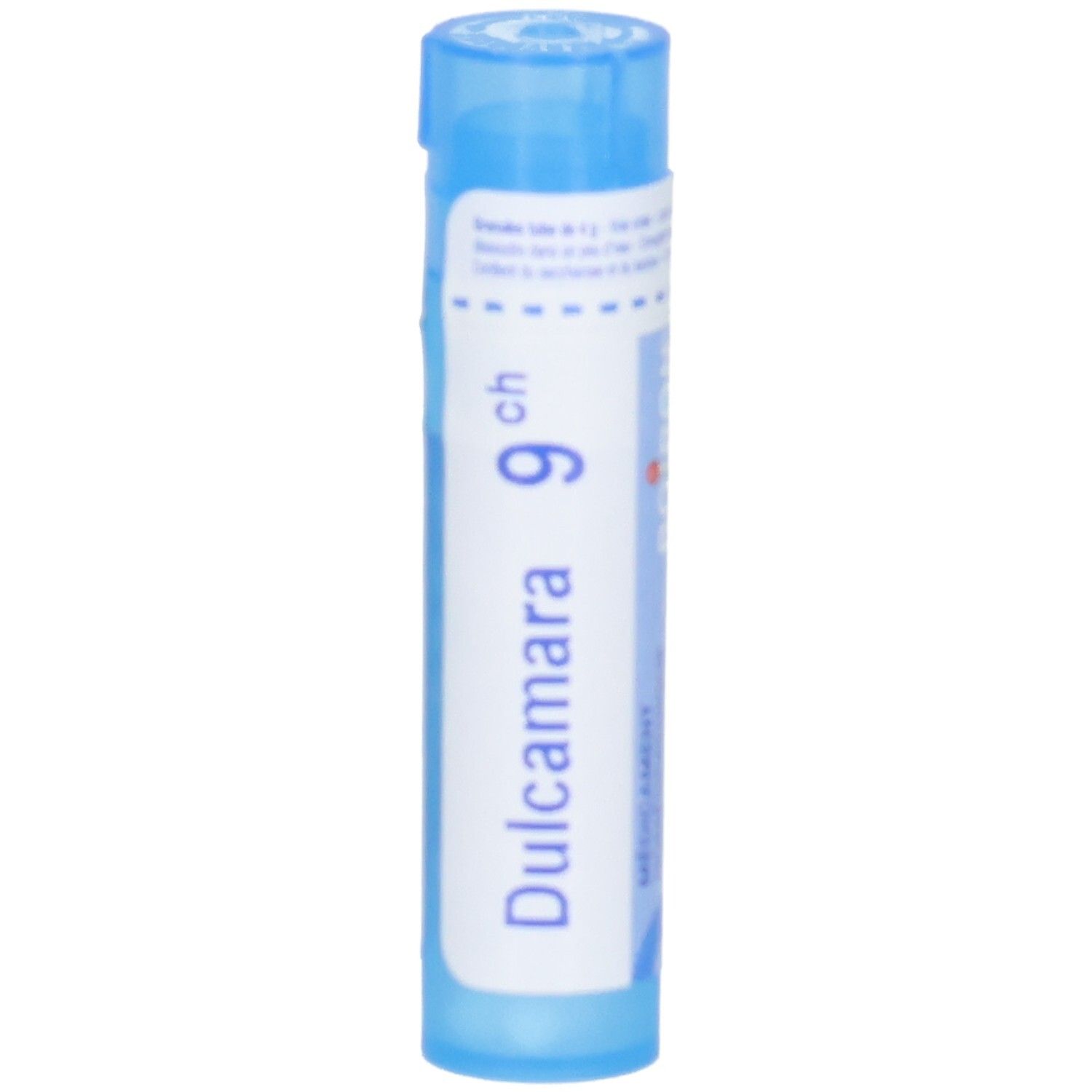 Boiron Dulcamara 9 ch granules en tube bleu, vue de face.