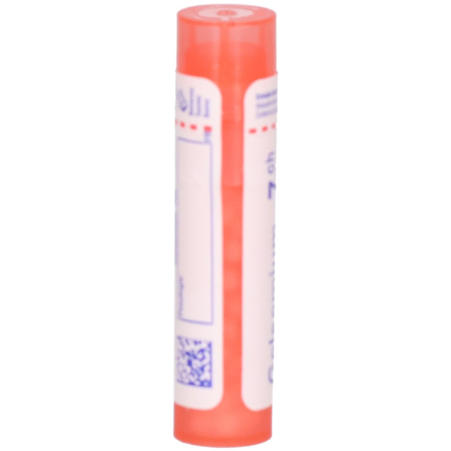 Tube orange avec étiquette blanche, Gelsemium 7 ch.