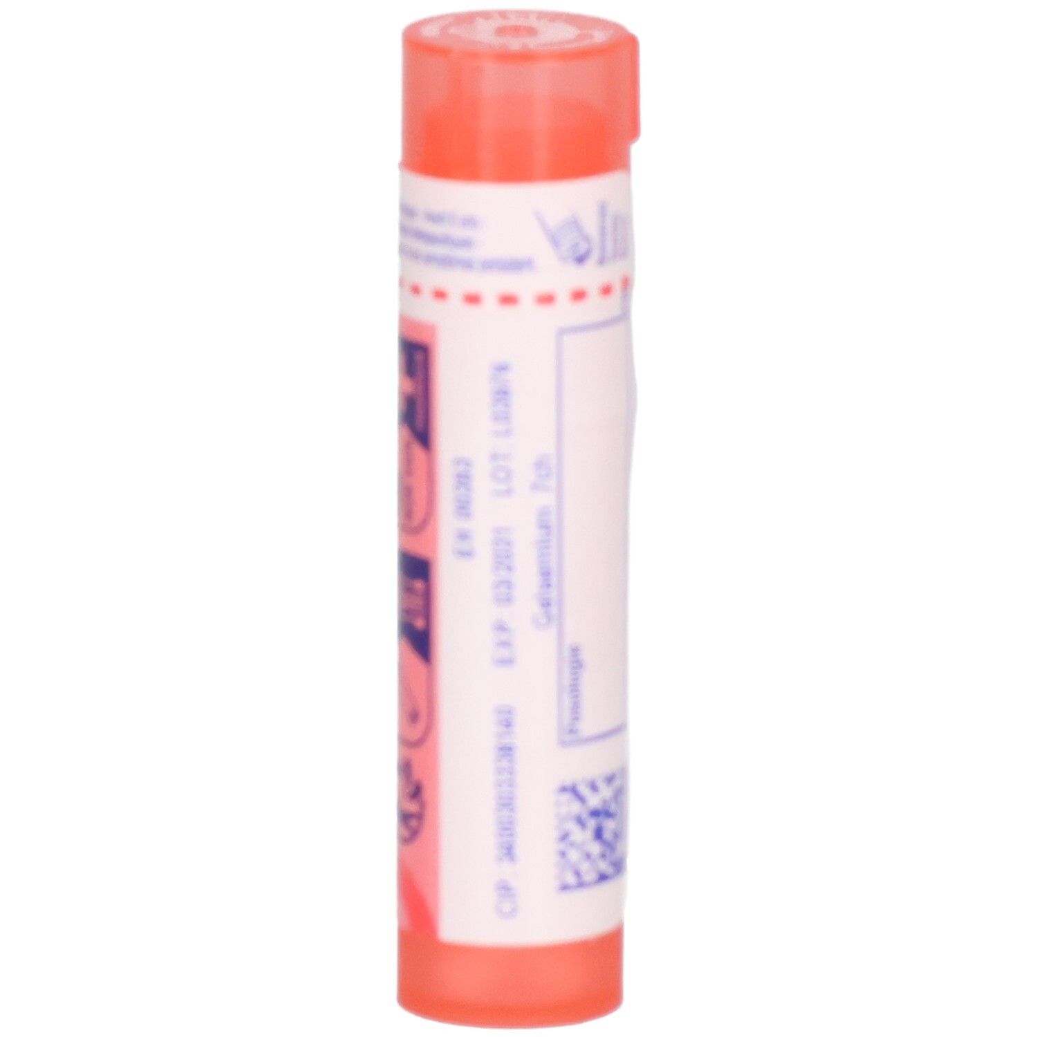 Tube orange avec étiquette blanche, Gelsemium 7 ch.