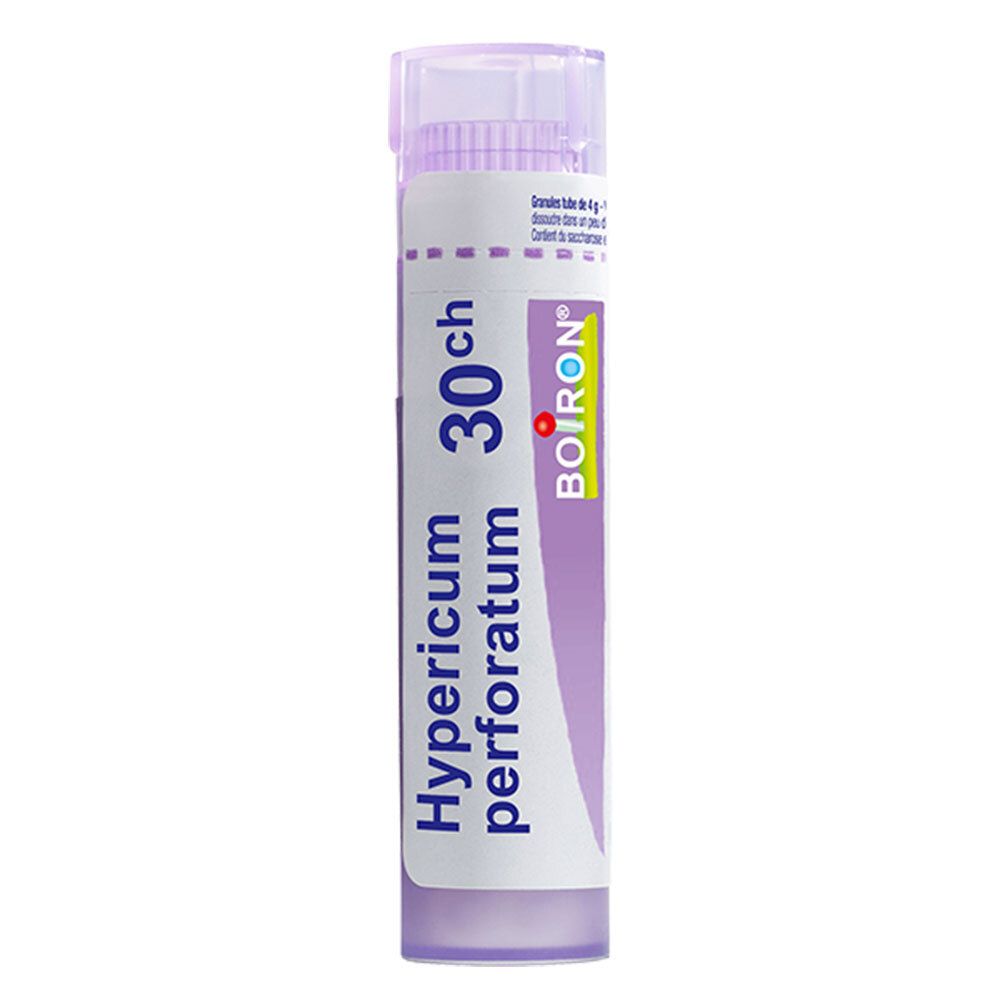 Boiron Hypericum perforatum 30 ch granules en tube violet.