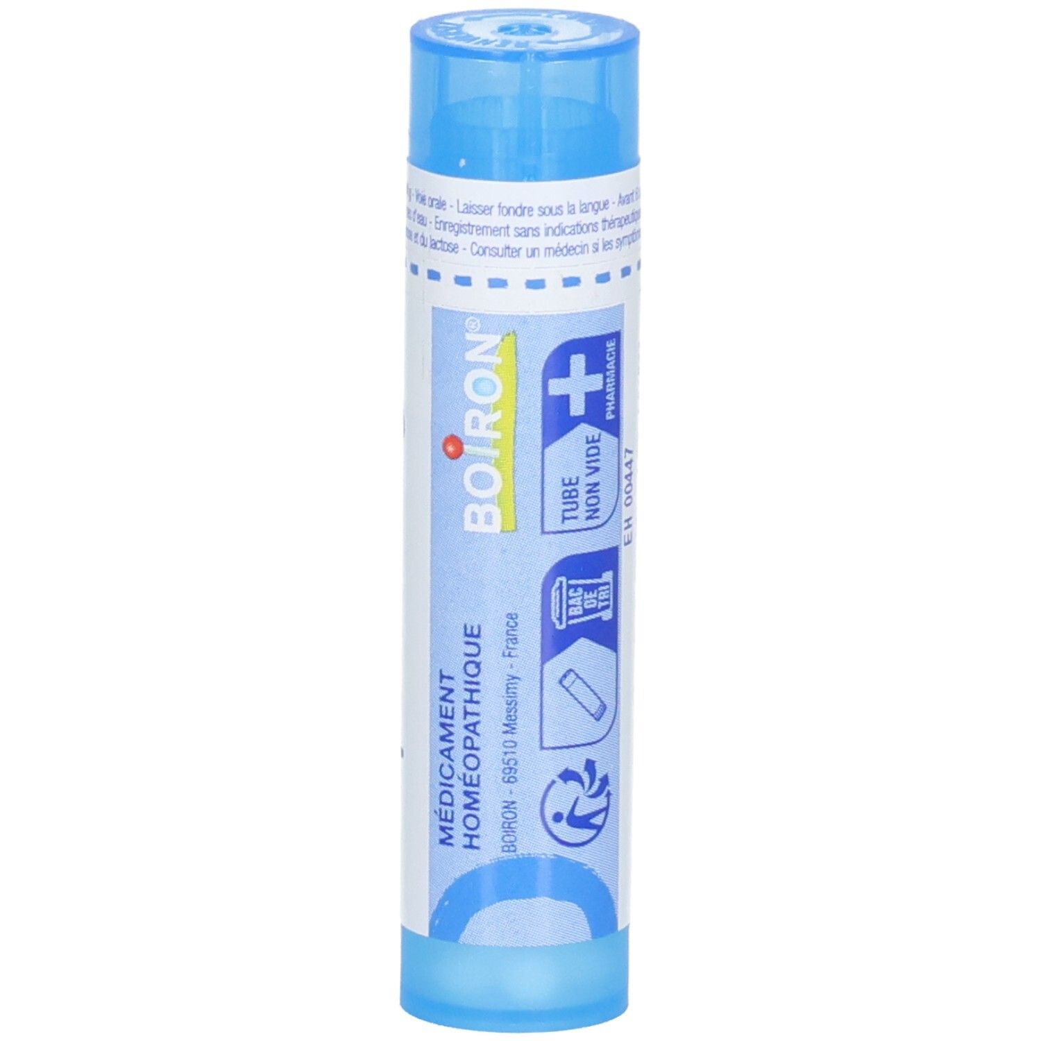 Tube de granules Boiron Ipeca 9 ch avec informations fabricant et label qualité.