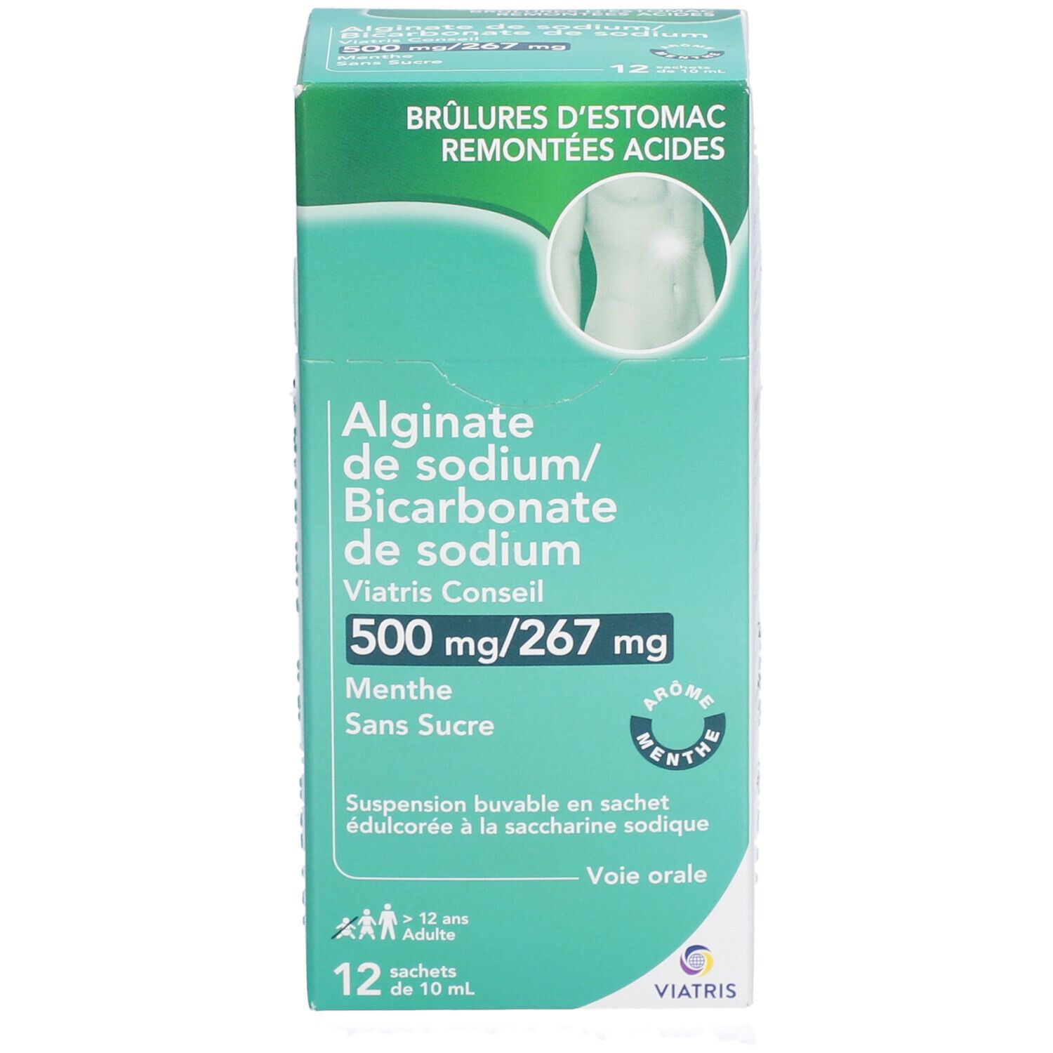 Alginate/Bicar de Sodium Mylan Conseil 500 mg/267 mg s/s