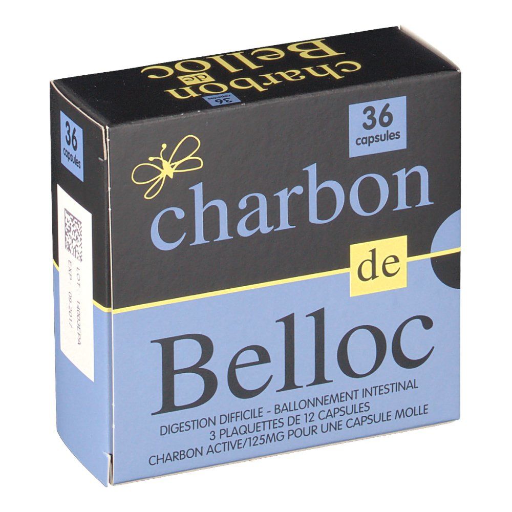 Charbon de Belloc 125mg Capsules molles 30, 36 ou 60 capsules -  Archange-pharma
