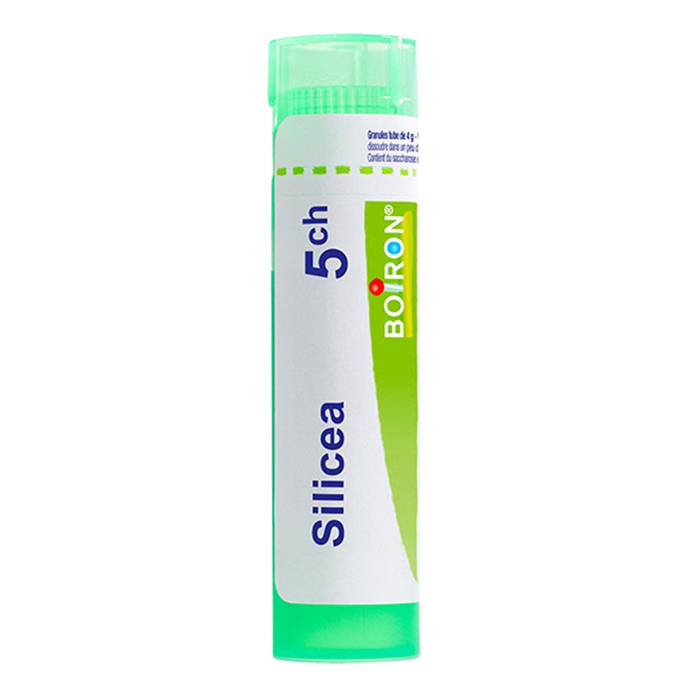 Tube vert avec Silicea 5 ch et logo Boiron.
