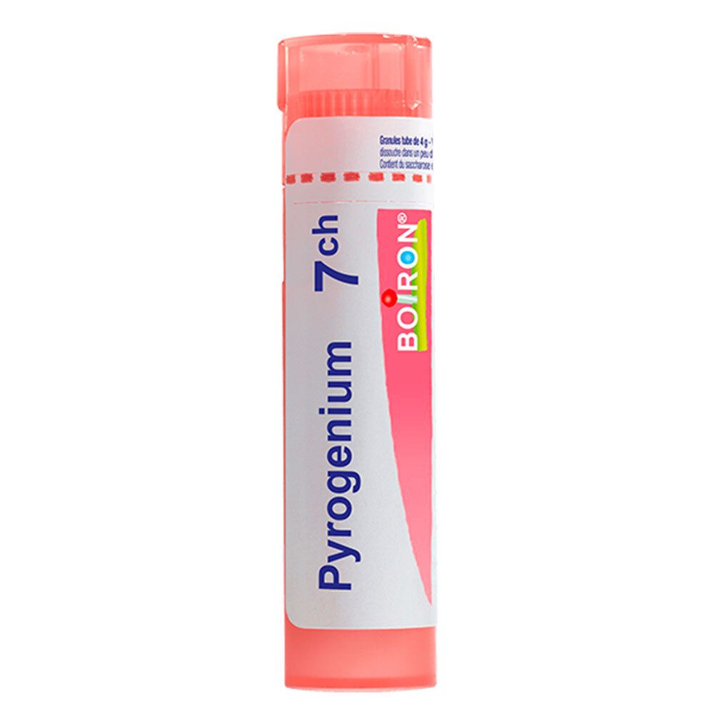 Tube de globules Boiron Pyrogenium 7 ch, rose.
