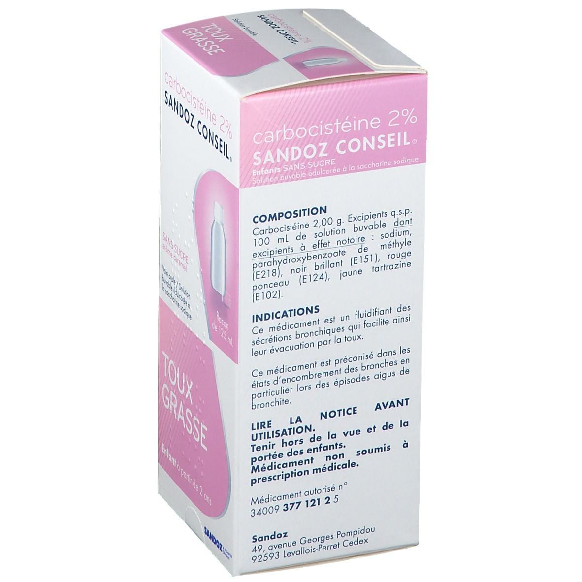 Carbocistéine Sandoz Conseil® 2% s/s