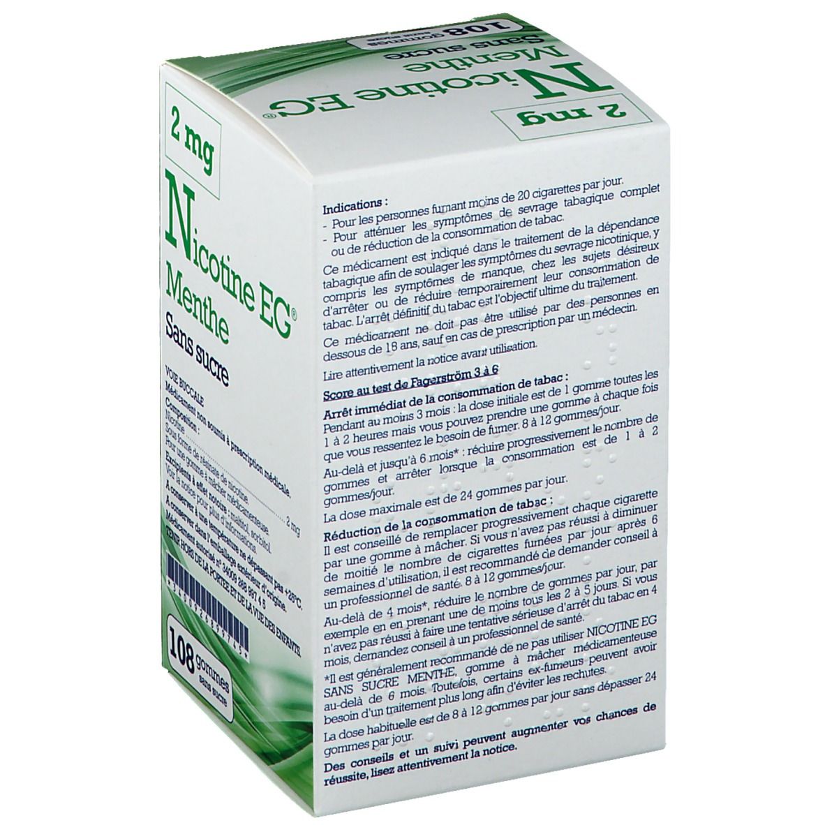 Nicotime EG® Menthe 2 mg Sans sucre Gomme à mâcher
