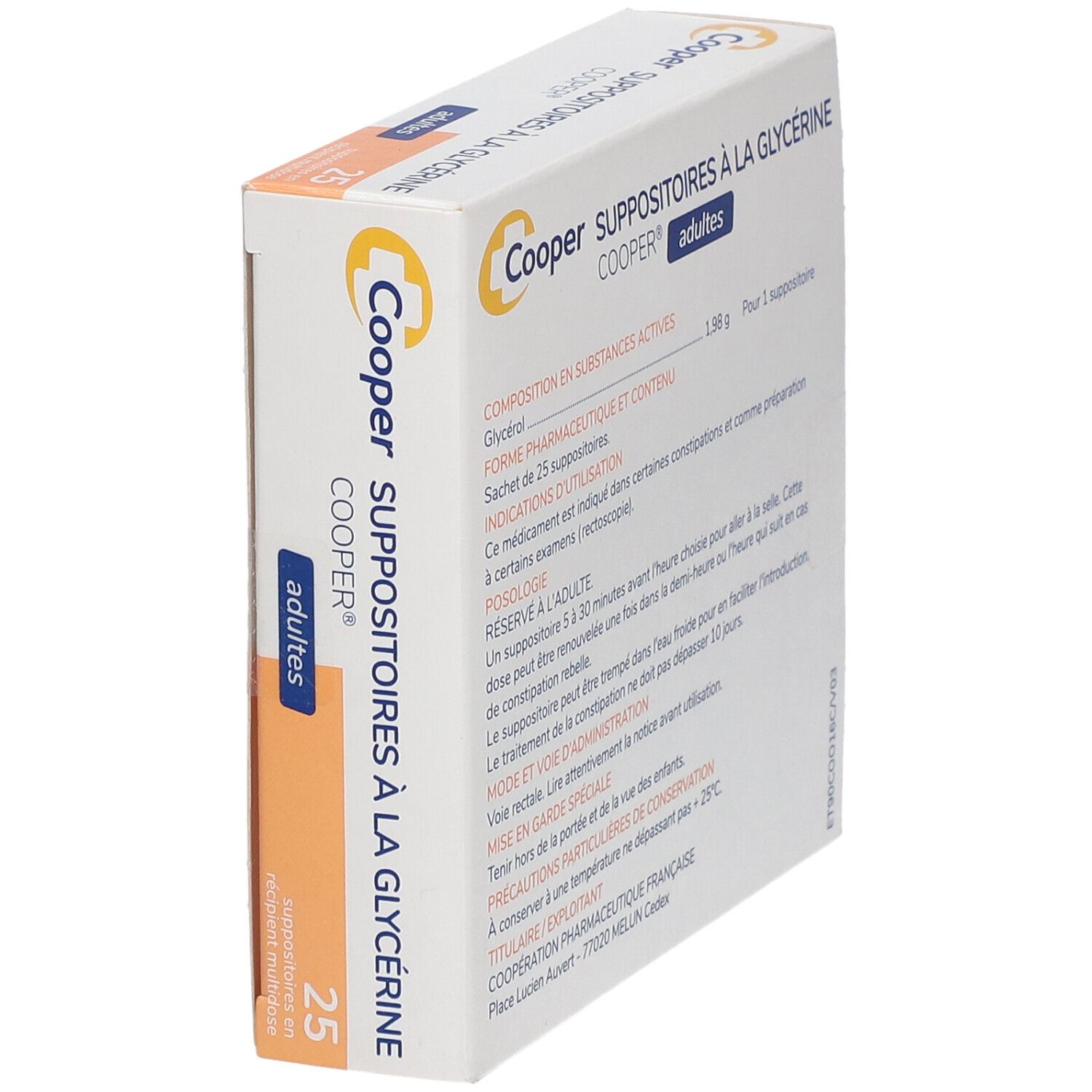 Pharmacie du Transvaal – GLYCERINE COOPER 25 SUPPOSITOIRES ADULTES