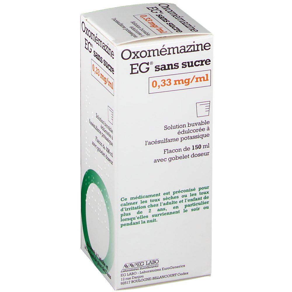 Oxomémazine EG® sans sucre 0,33 mg/ml