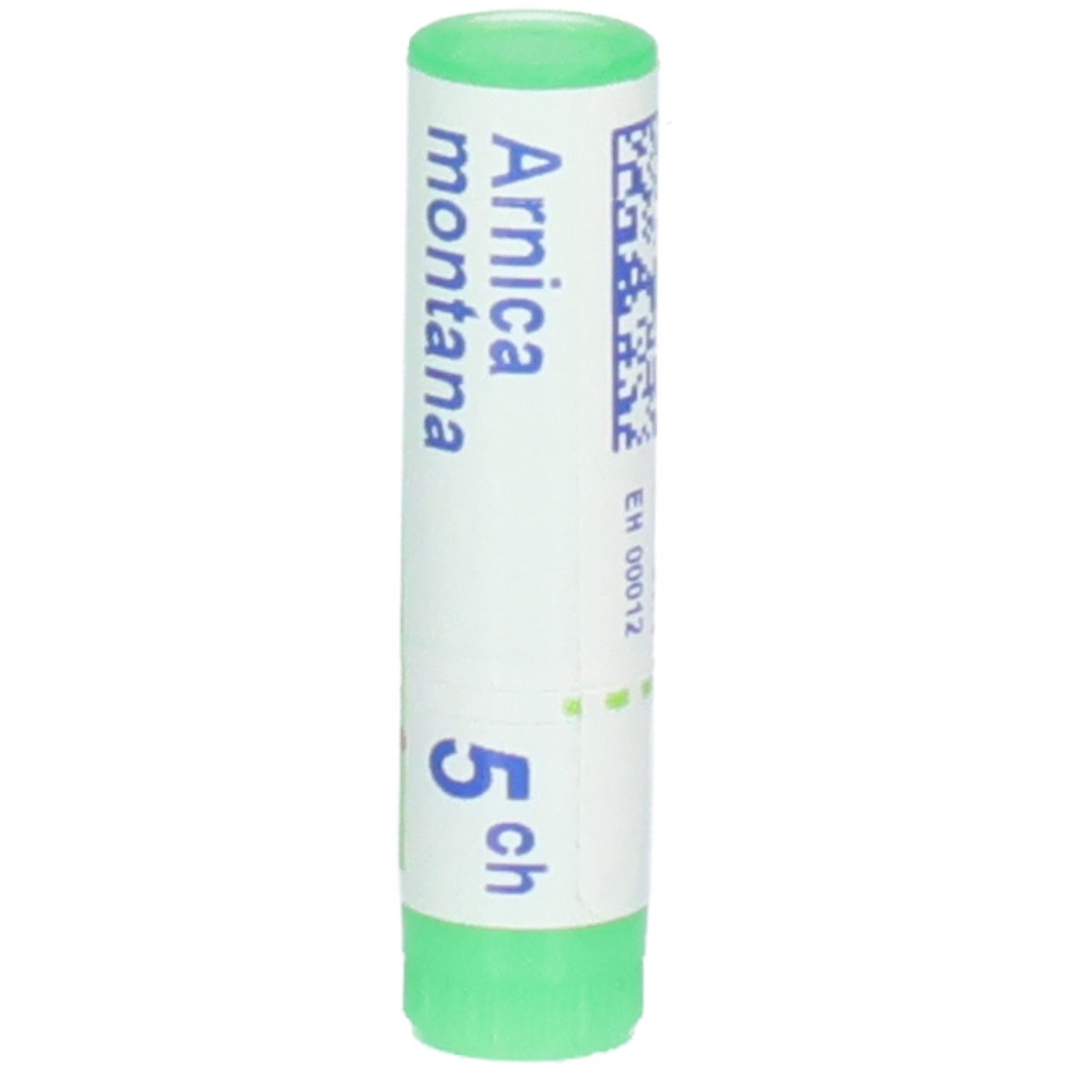 Tube de globules Arnica montana 5 ch. Avant avec nom du produit et puissance.