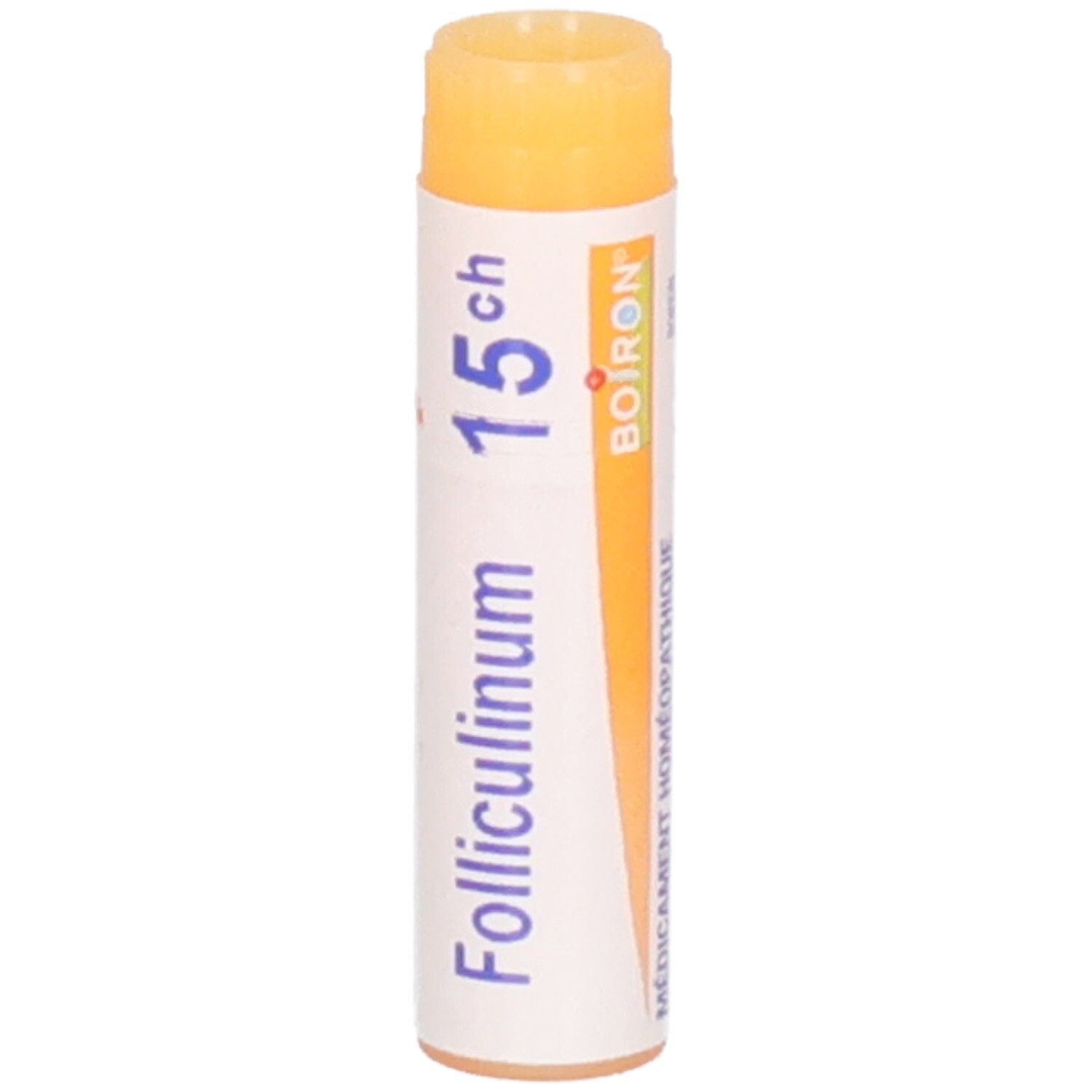 Avant d'un tube de Folliculinum 15 ch et logo Boiron.