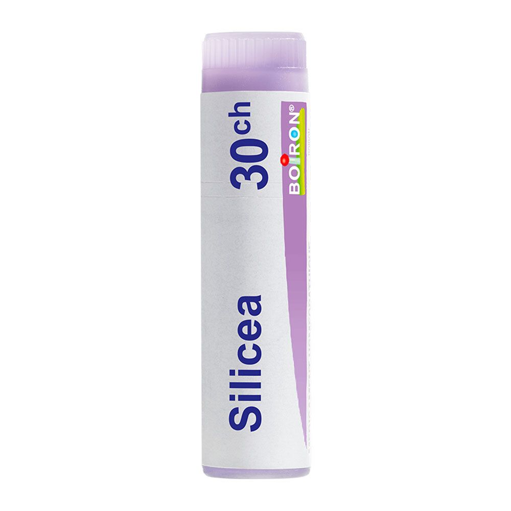 Tube Boiron Silicea 30 ch, bouchon lilas.