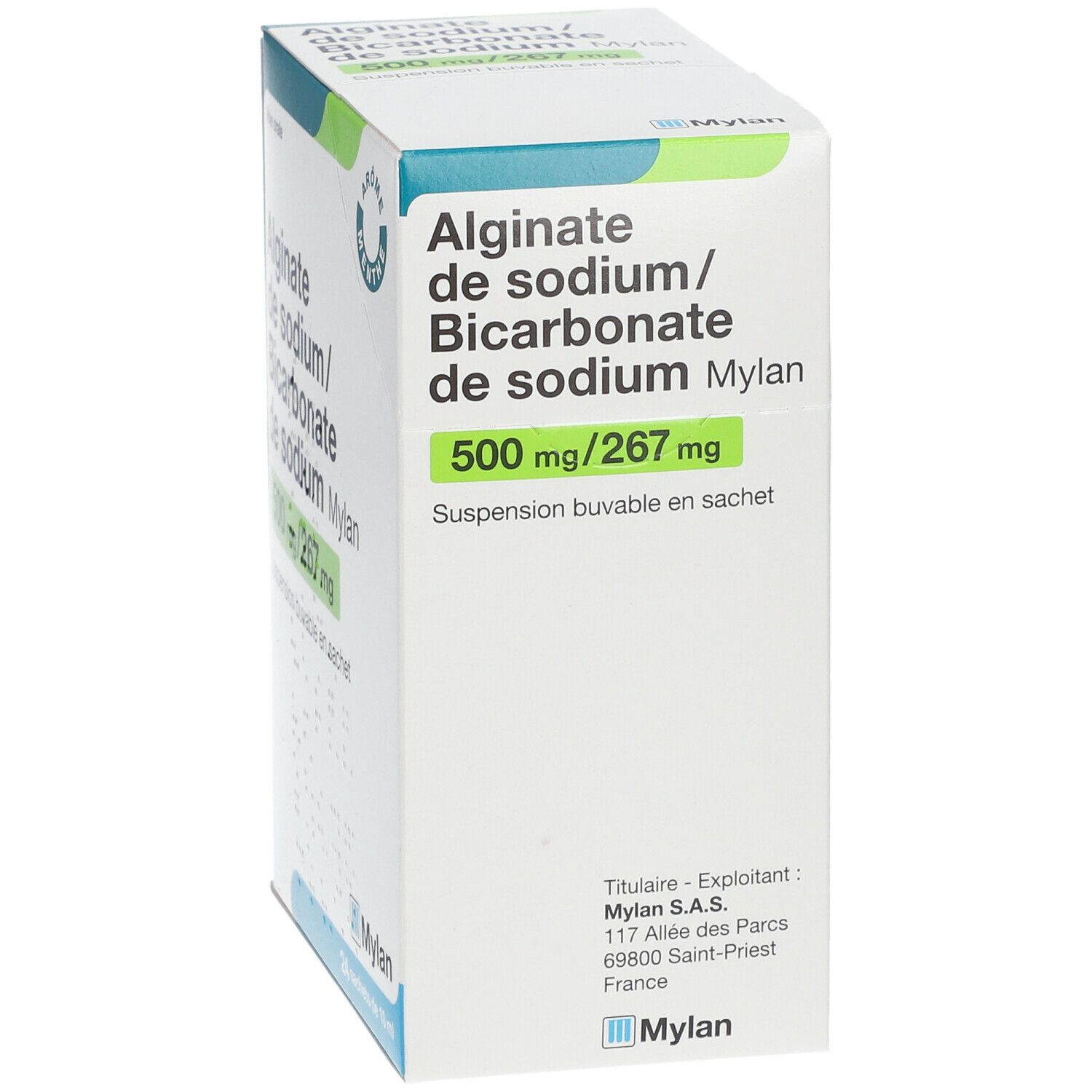 ALGINATE DE SODIUM /BICARBONATE DE SODIUM MYLAN 500 mg/267 mg