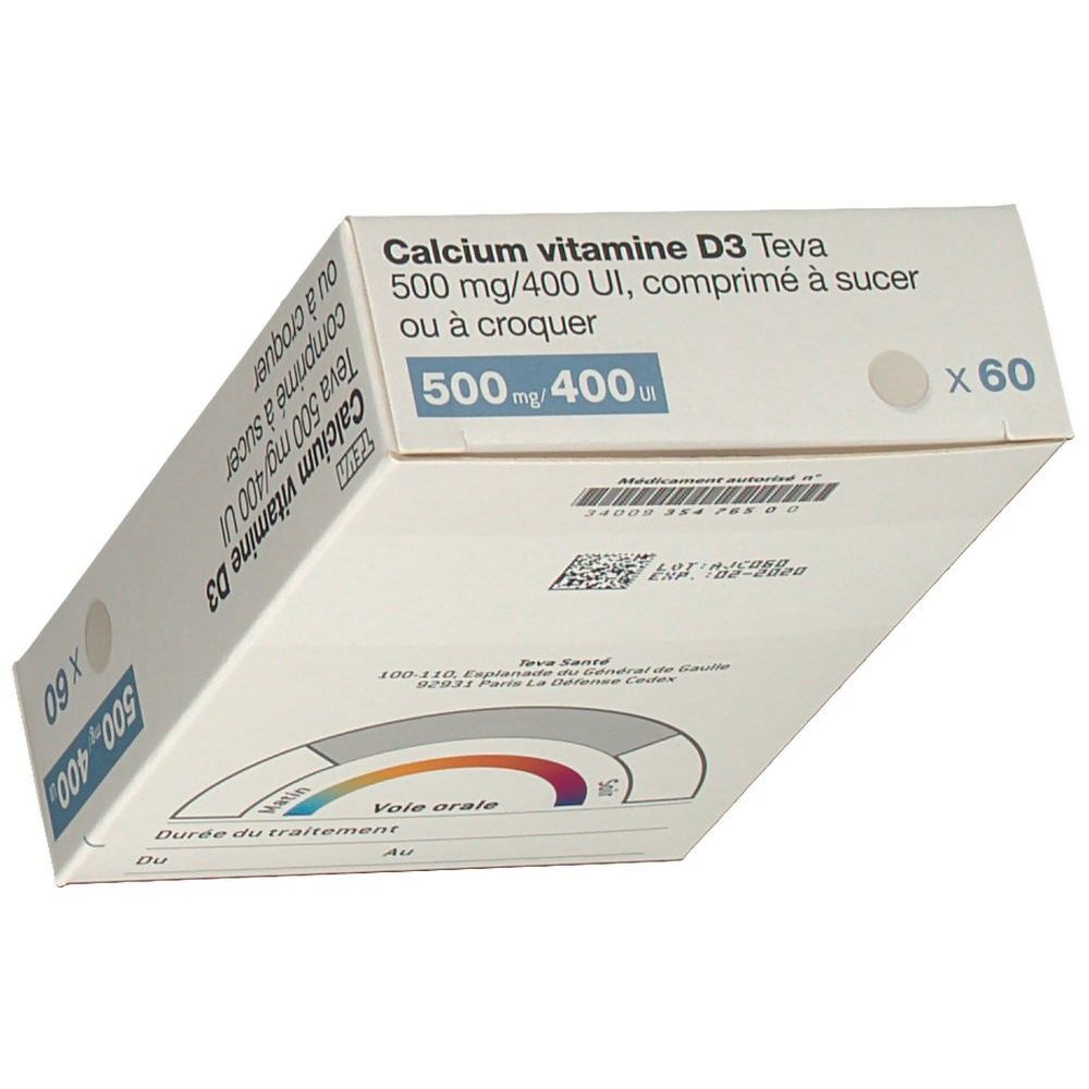 Teva Calcium vitamine D3 500 mg/400 UI