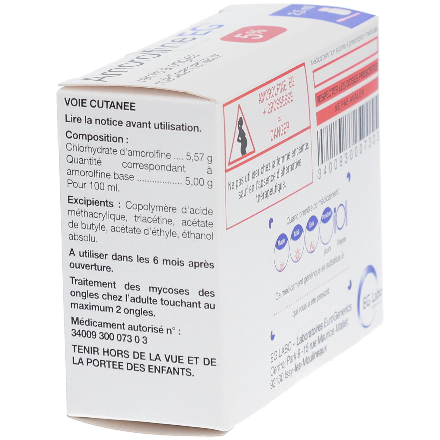 AMOROLFINE EG 5% – Vernis Médicamenteux pour Mycose des Ongles