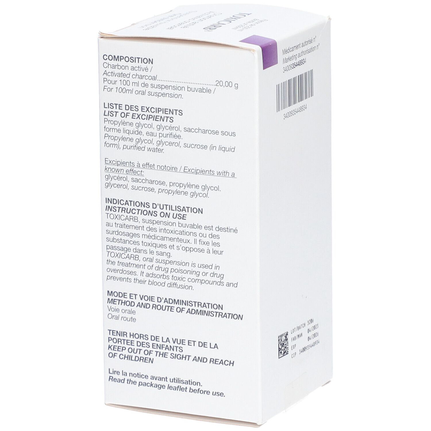 Toxicarb Suspension buvable 20 g/100 ml